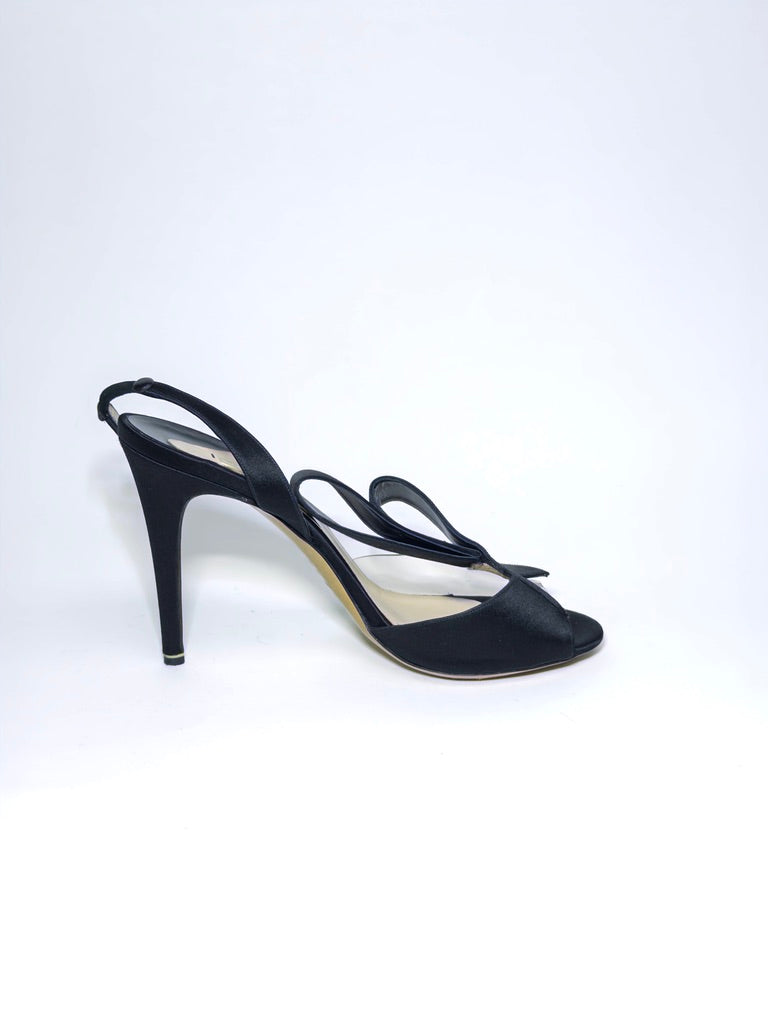 Nicholas Kirkwood Black Satin And PVC Ankle Strap Sandals