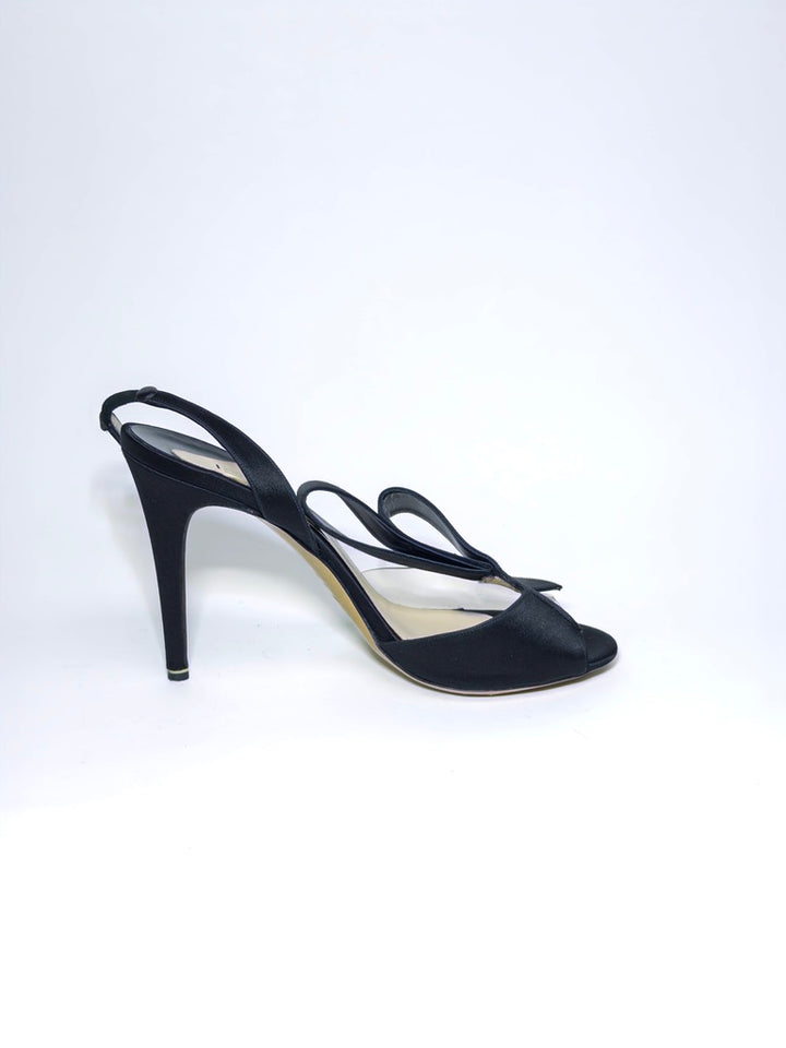 Nicholas Kirkwood Black Satin And PVC Ankle Strap Sandals