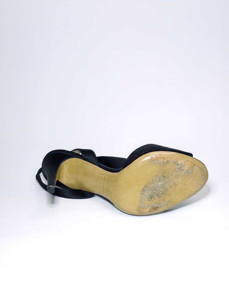 Nicholas Kirkwood Black Satin And PVC Ankle Strap Sandals