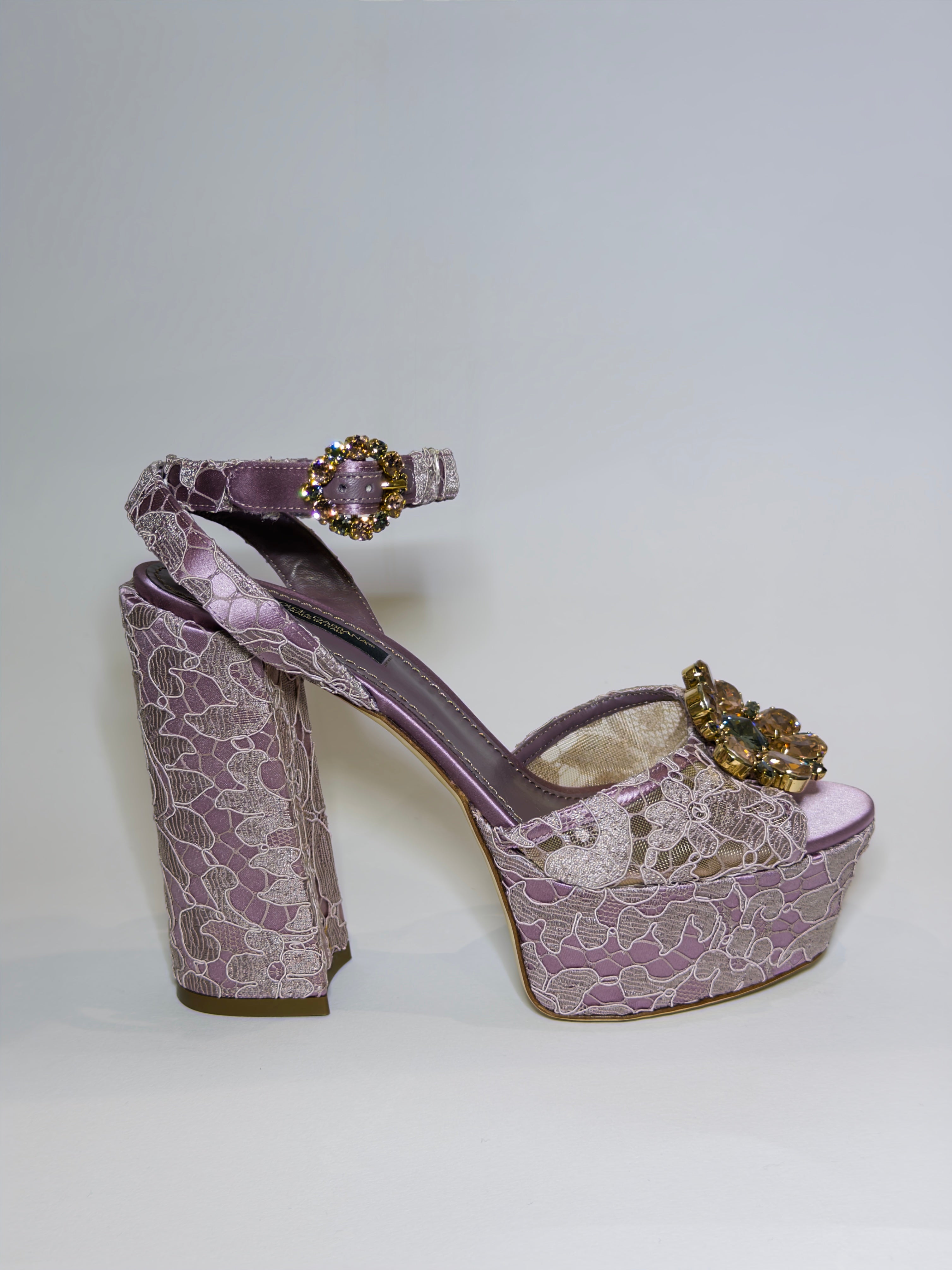 Dolce & Gabbana Keira Embellished Lace Platform Sandals