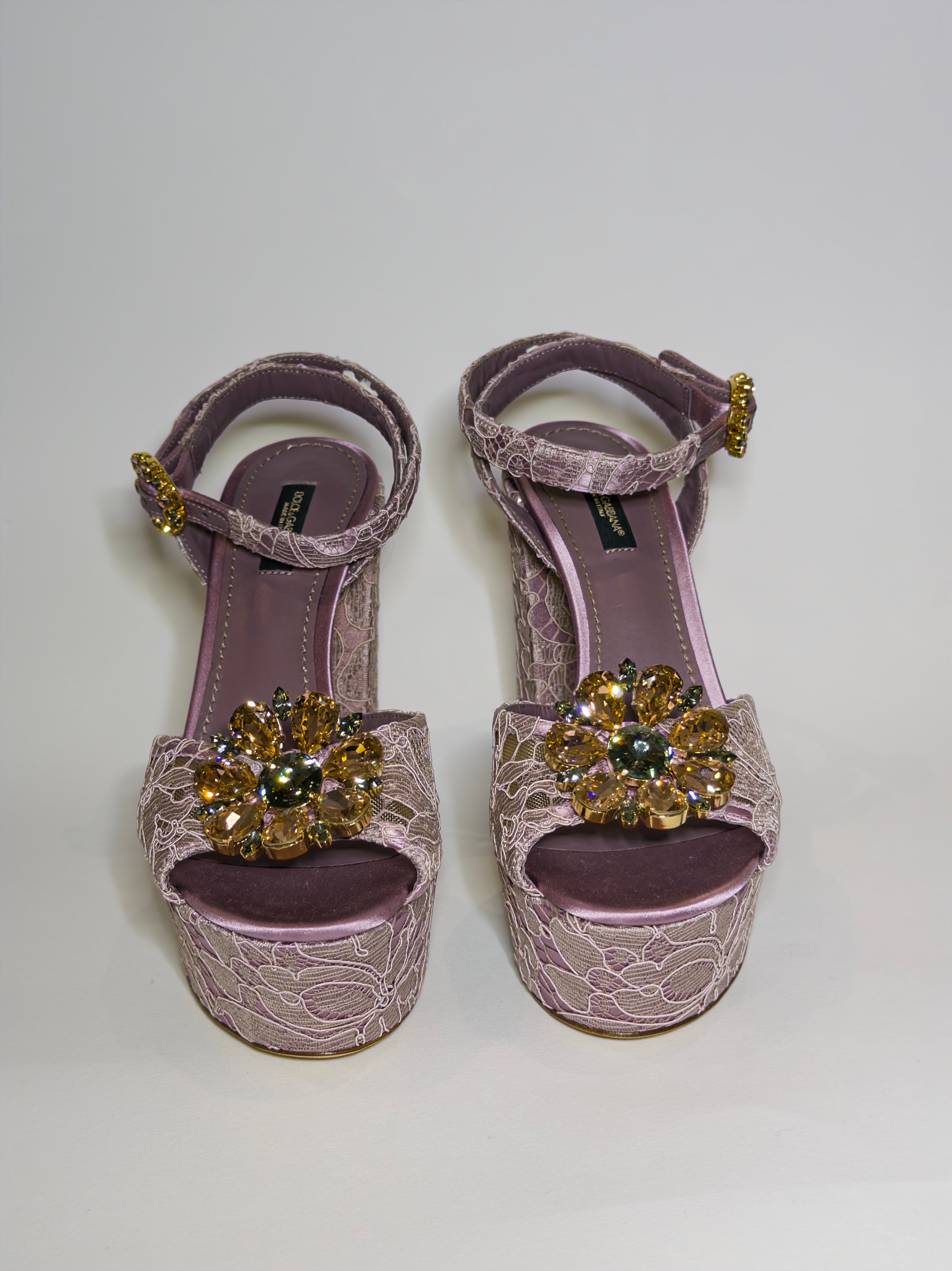 Dolce & Gabbana Keira Embellished Lace Platform Sandals