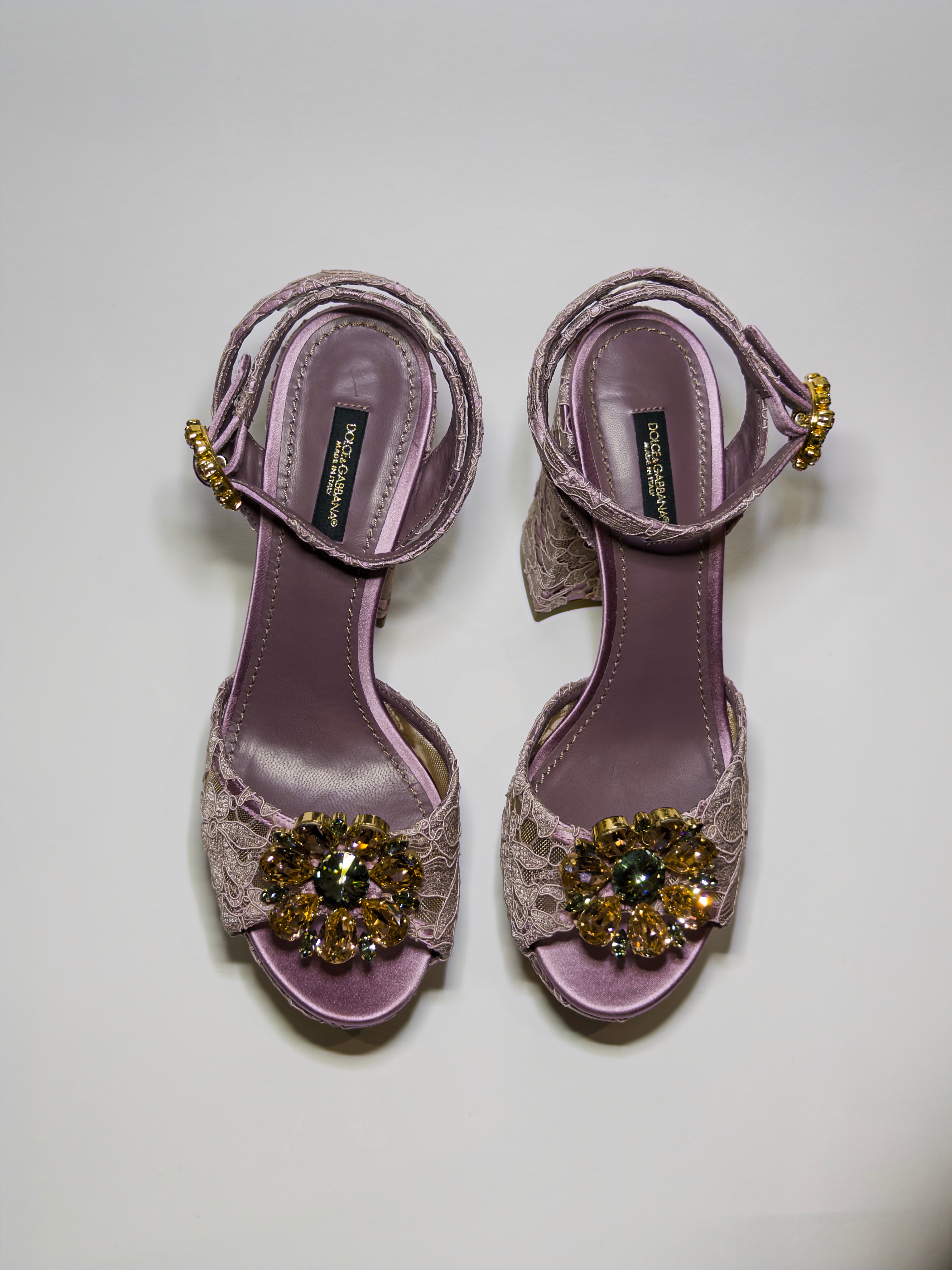 Dolce & Gabbana Keira Embellished Lace Platform Sandals