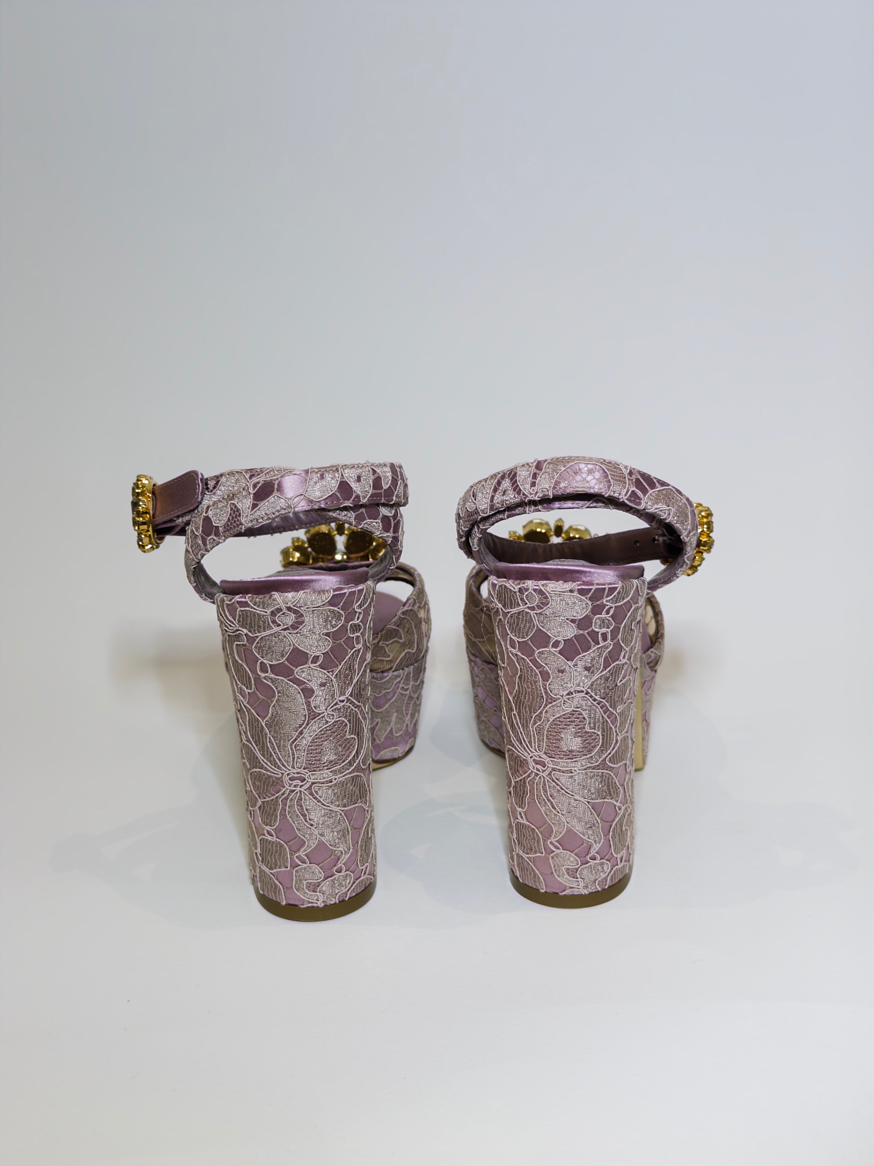 Dolce & Gabbana Keira Embellished Lace Platform Sandals