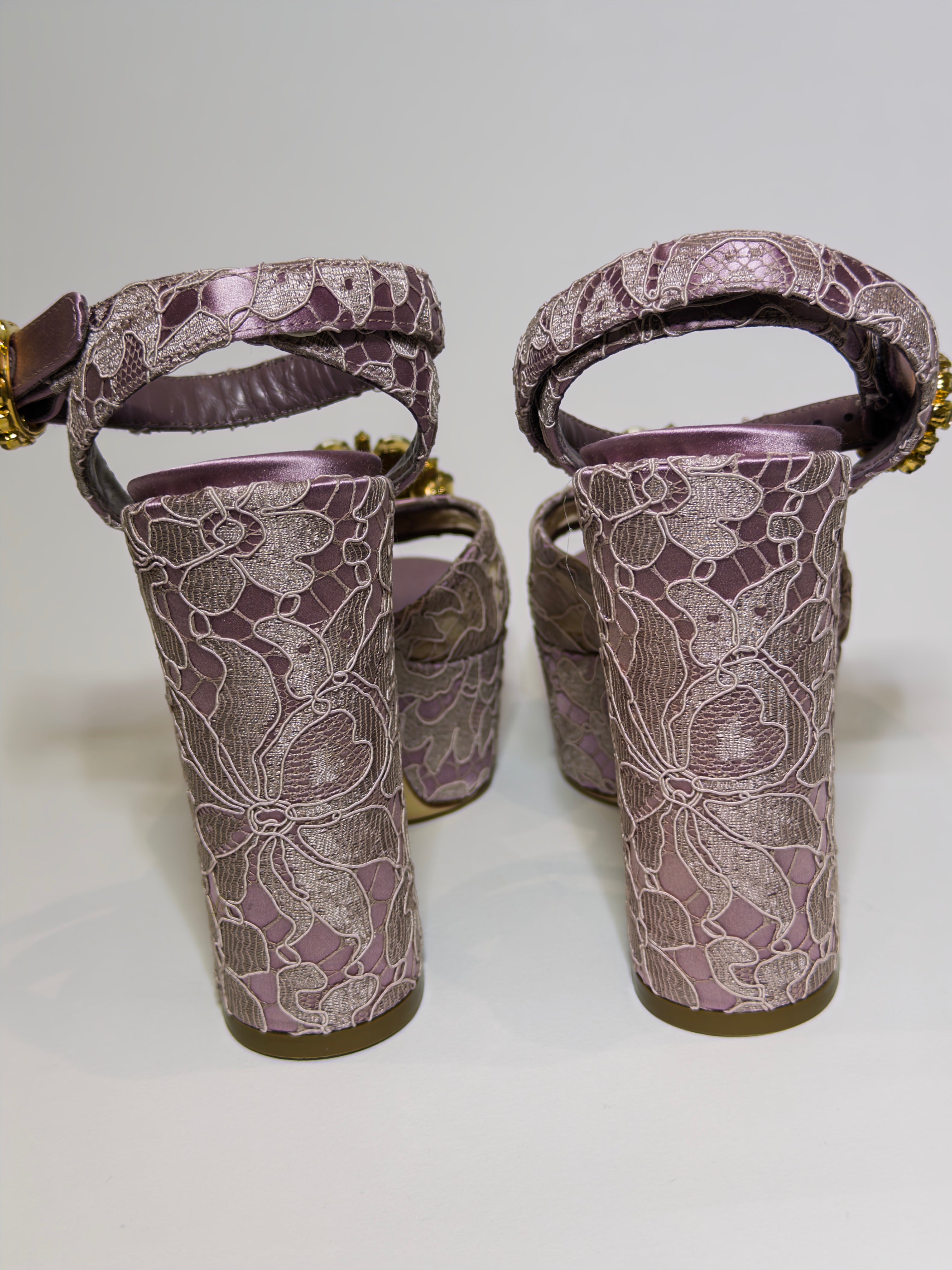 Dolce & Gabbana Keira Embellished Lace Platform Sandals