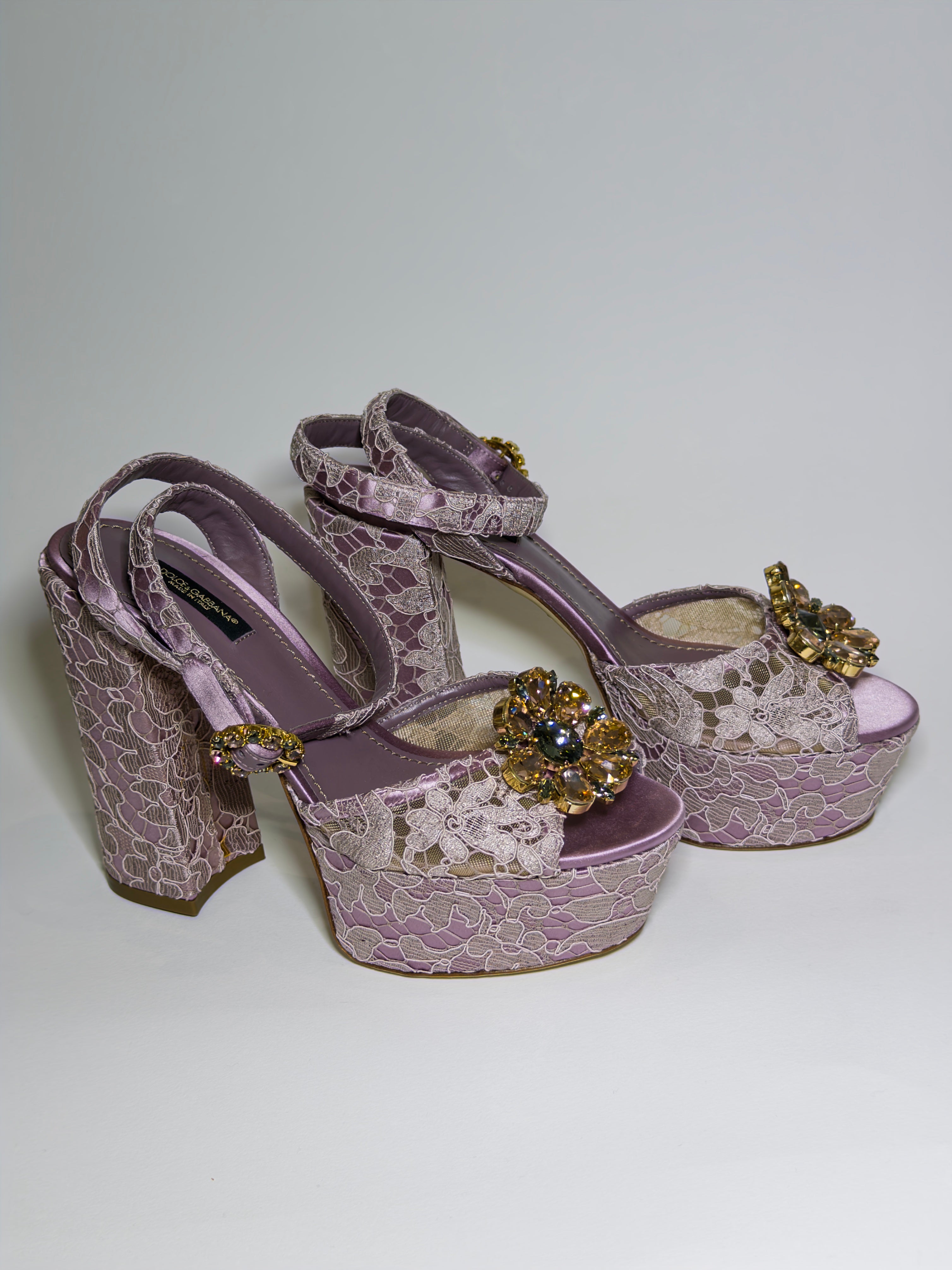 Dolce & Gabbana Keira Embellished Lace Platform Sandals