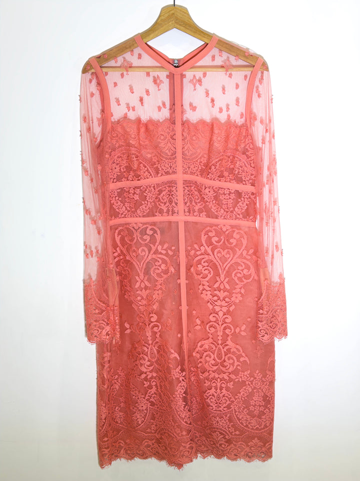 Elie Saab Peach Lace Dress