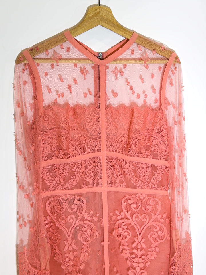 Elie Saab Peach Lace Dress
