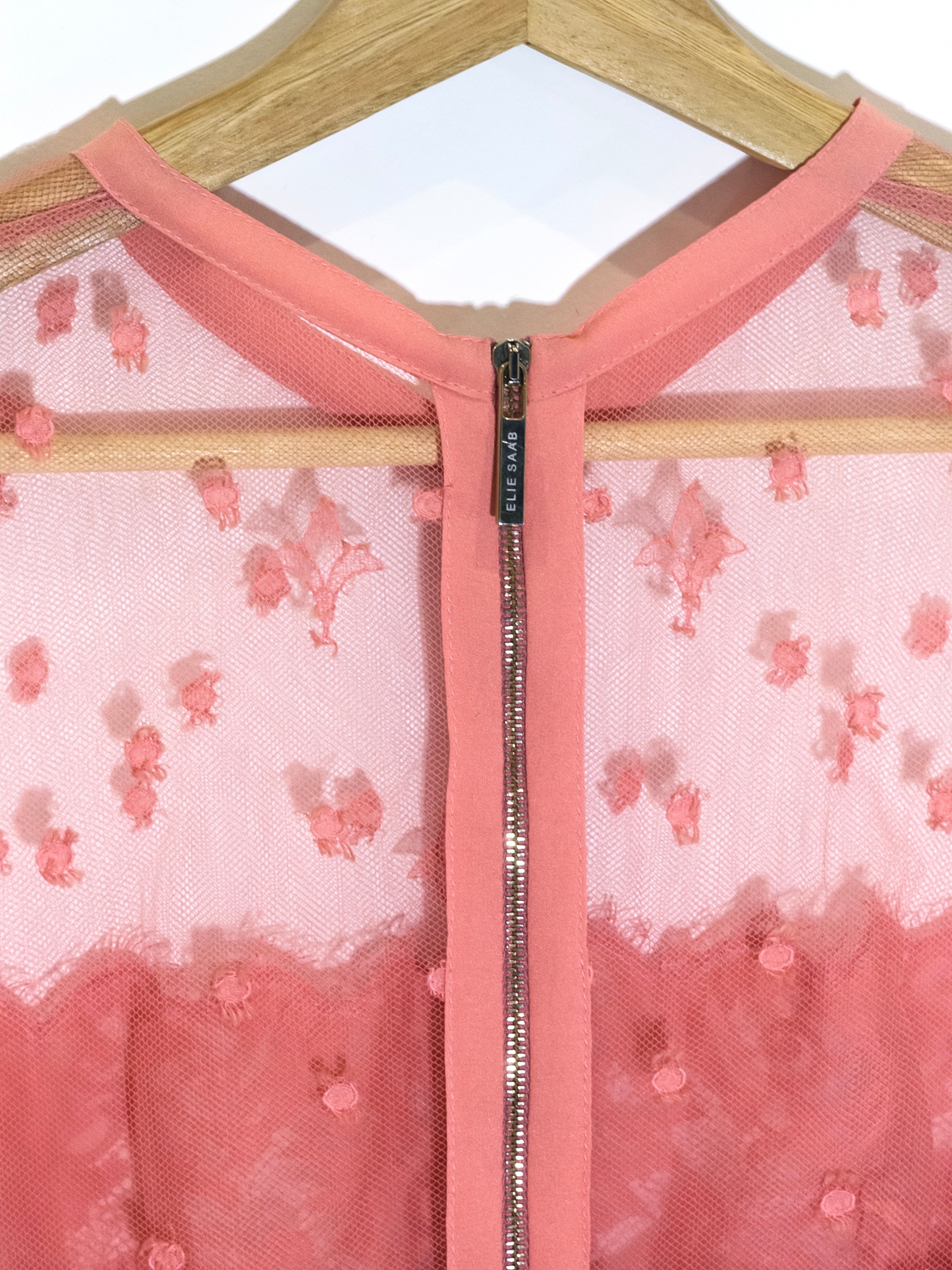 Elie Saab Peach Lace Dress