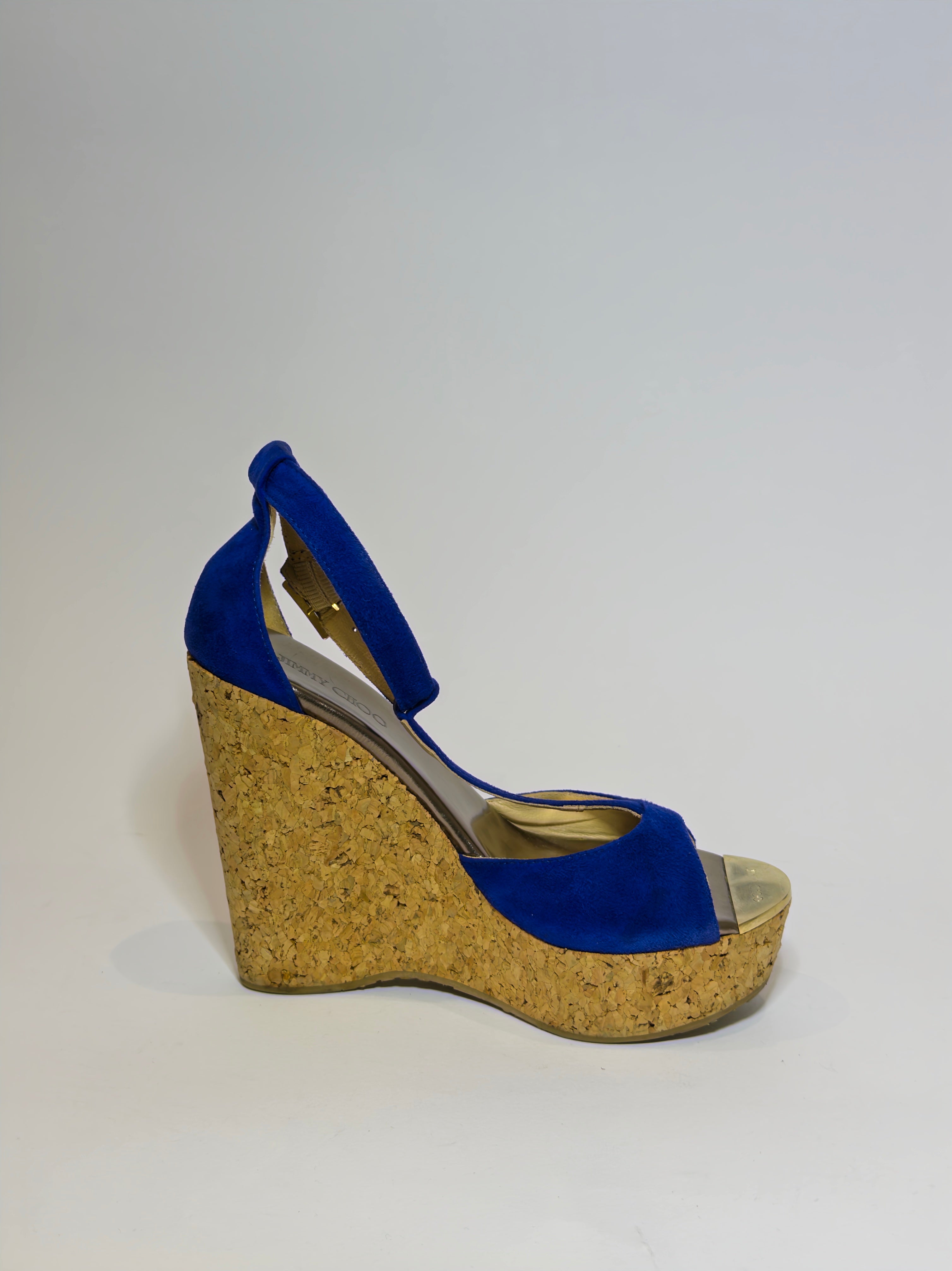 Jimmy Choo Wedge Blue Suede Platforms
