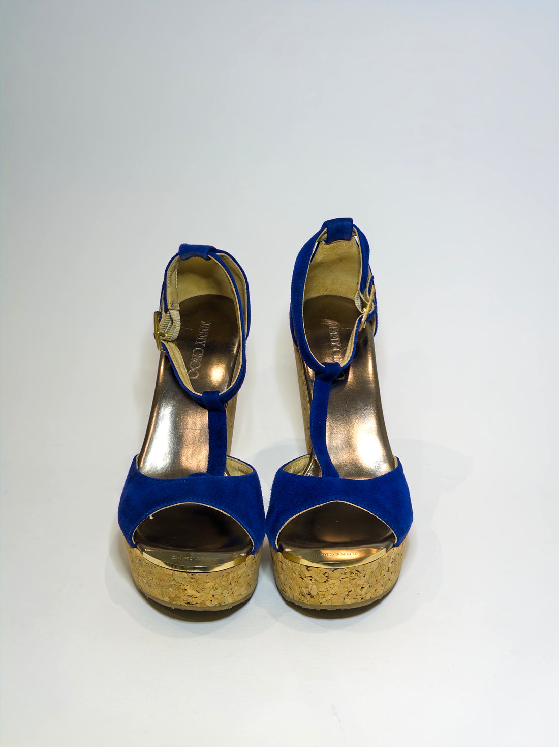 Jimmy Choo Wedge Blue Suede Platforms