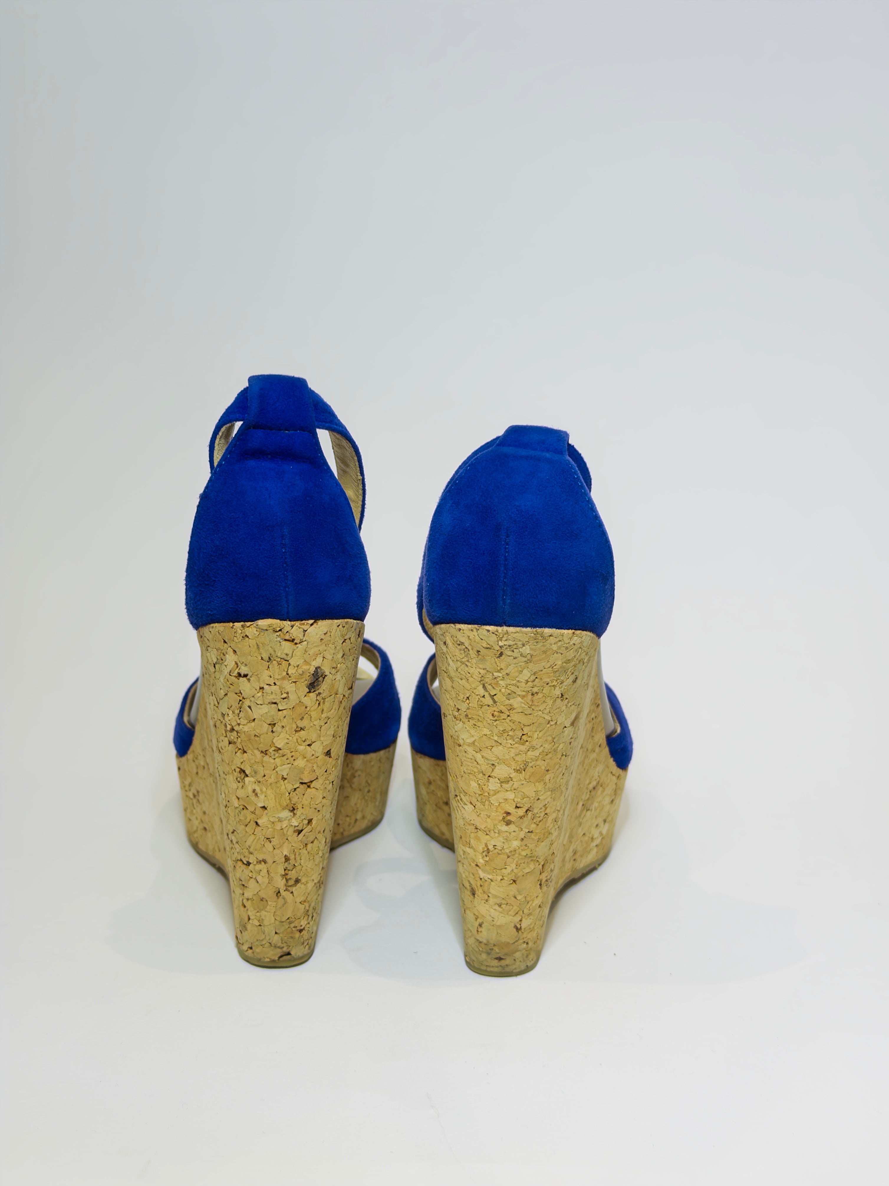 Jimmy Choo Wedge Blue Suede Platforms