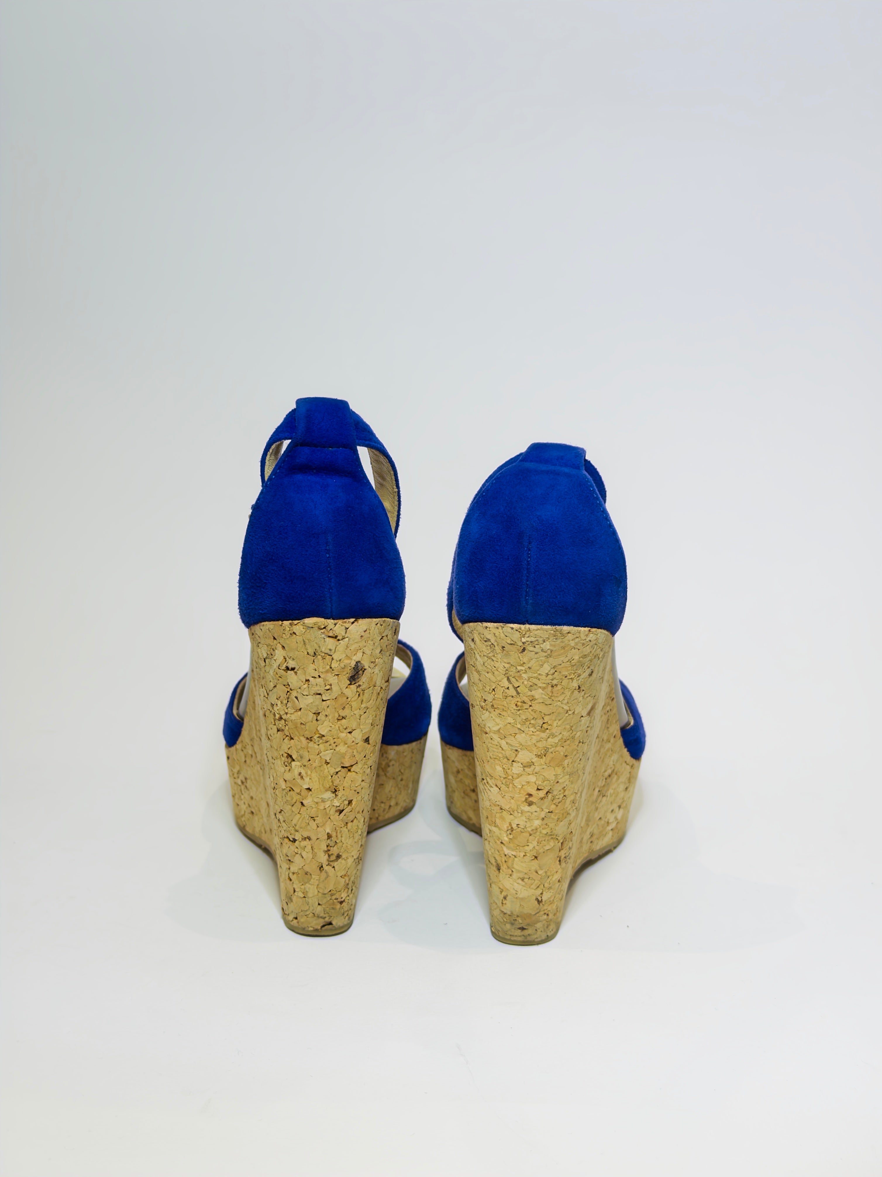 Jimmy Choo Wedge Blue Suede Platforms