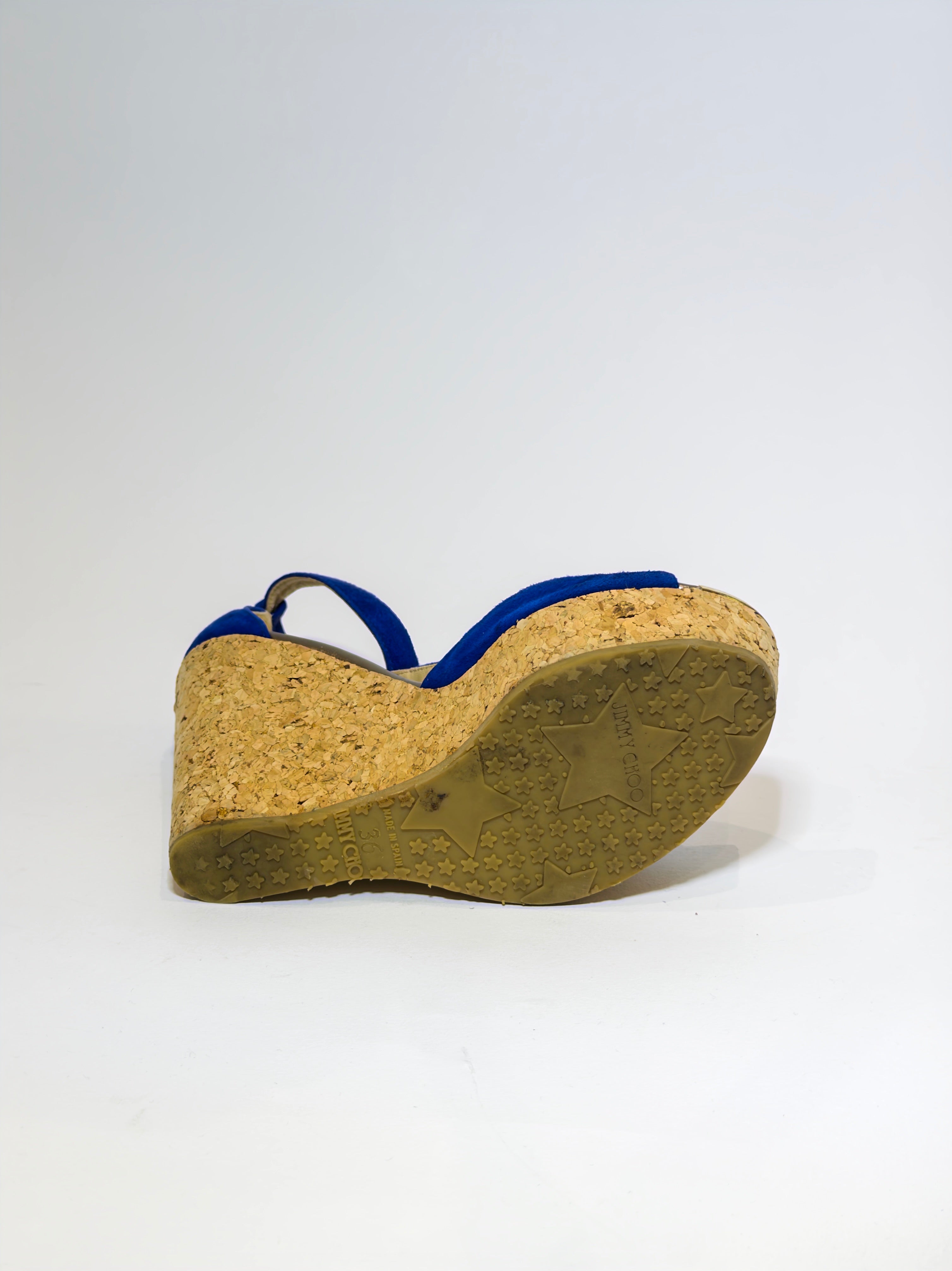 Jimmy Choo Wedge Blue Suede Platforms