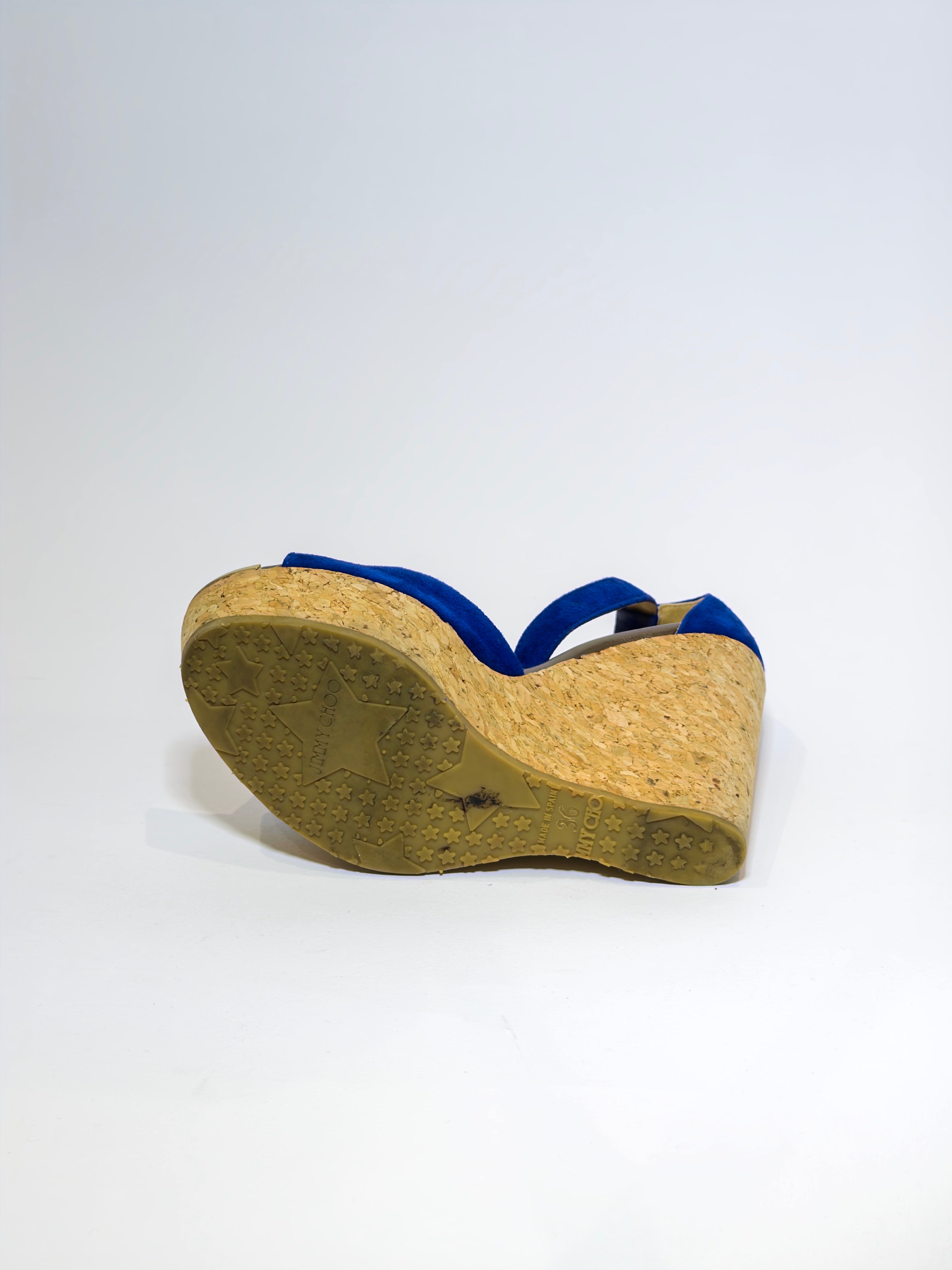 Jimmy Choo Wedge Blue Suede Platforms