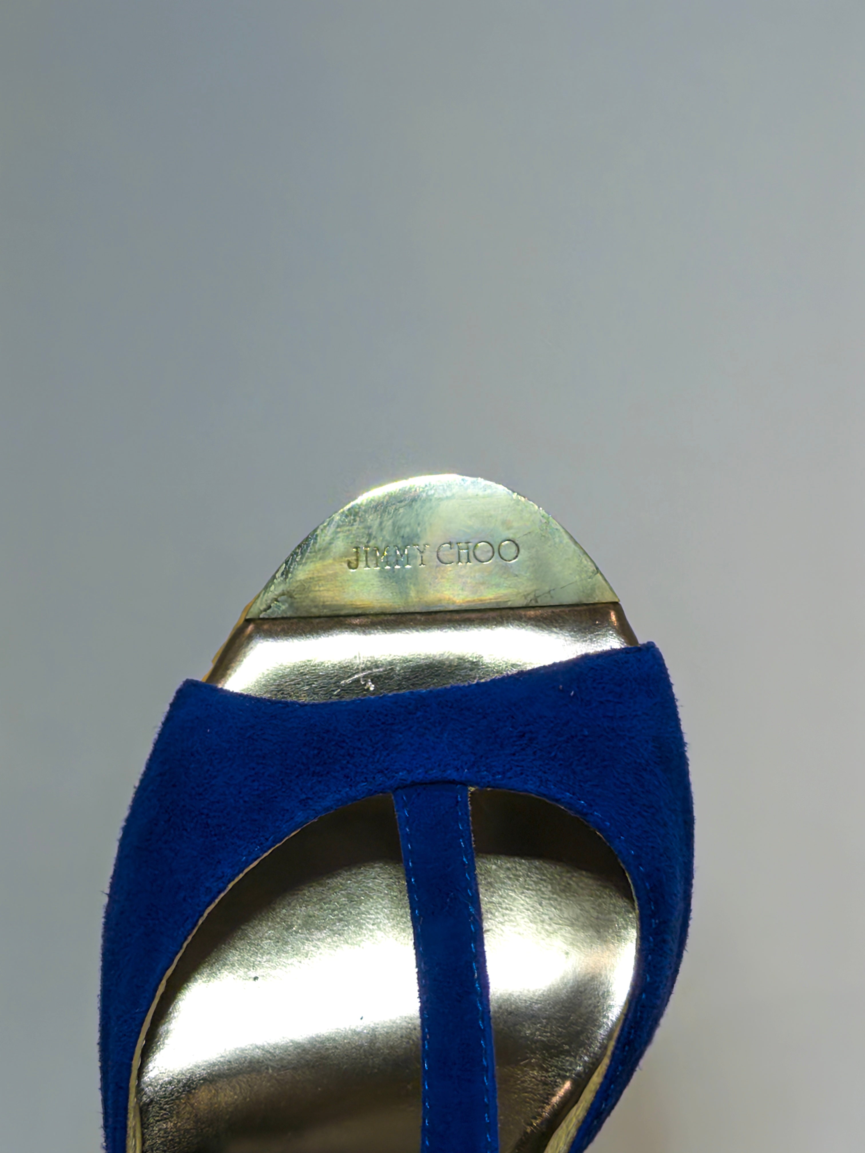 Jimmy Choo Wedge Blue Suede Platforms