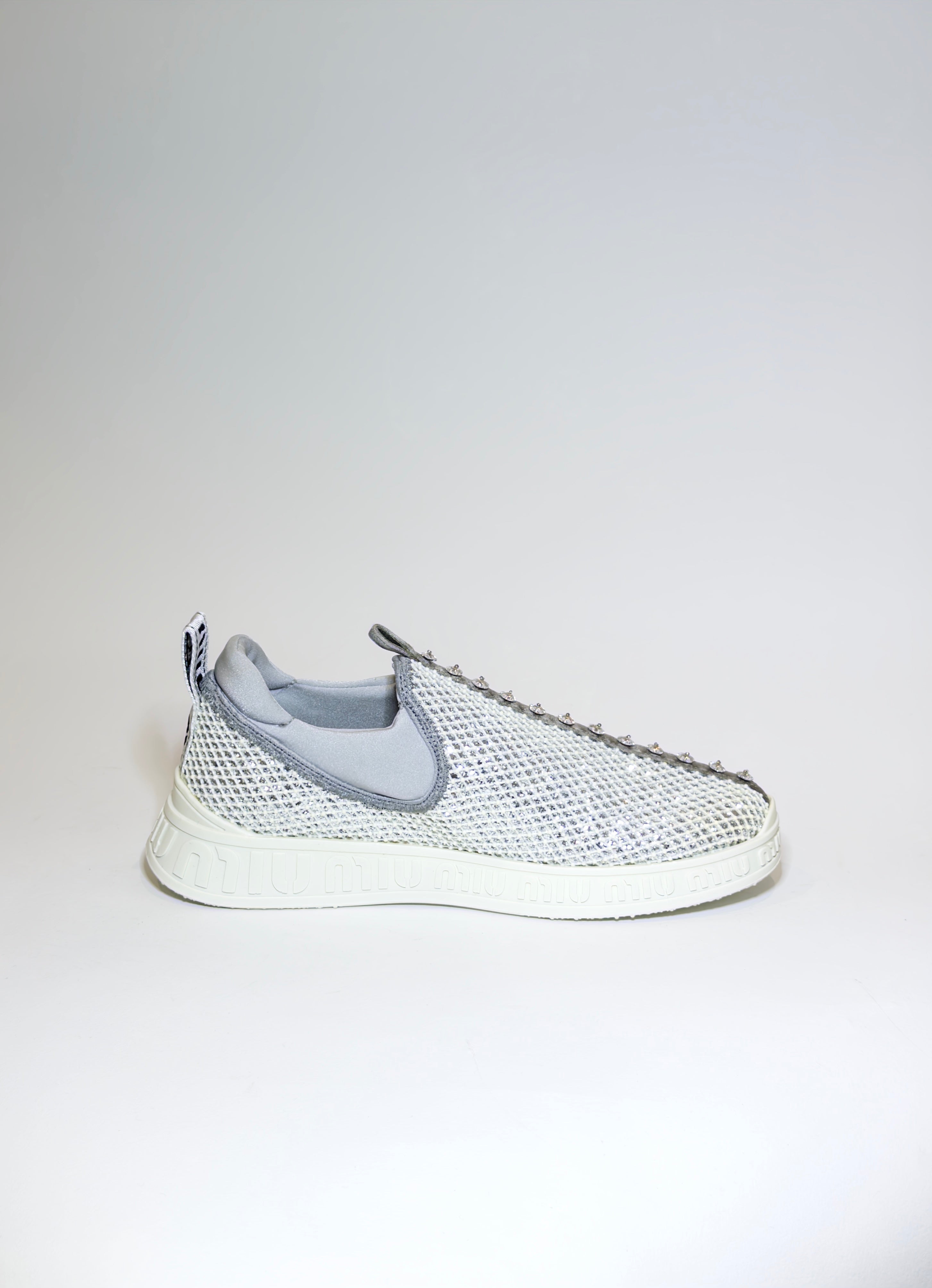 Miu Miu Glitter Crystal Embellishments Sneakers