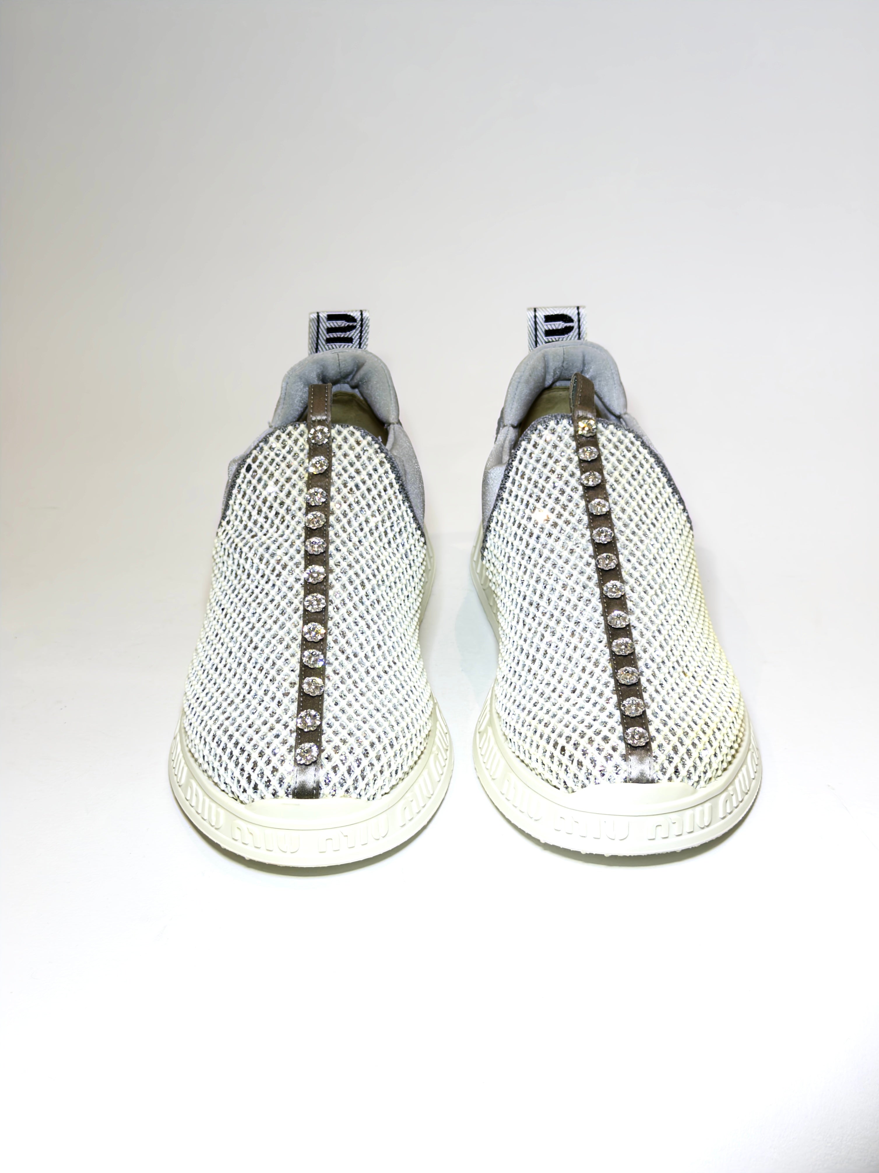 Miu Miu Glitter Crystal Embellishments Sneakers