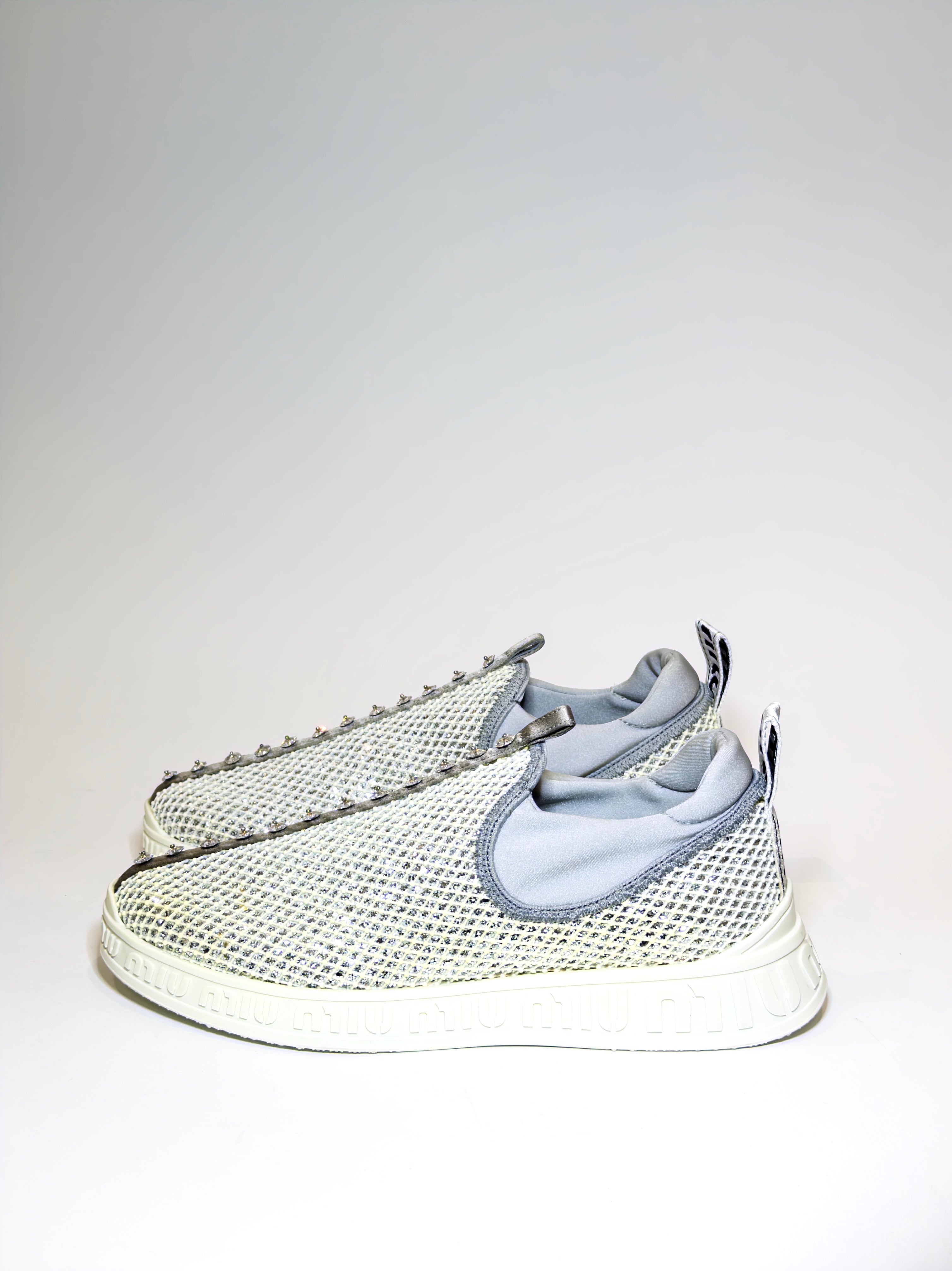 Miu Miu Glitter Crystal Embellishments Sneakers