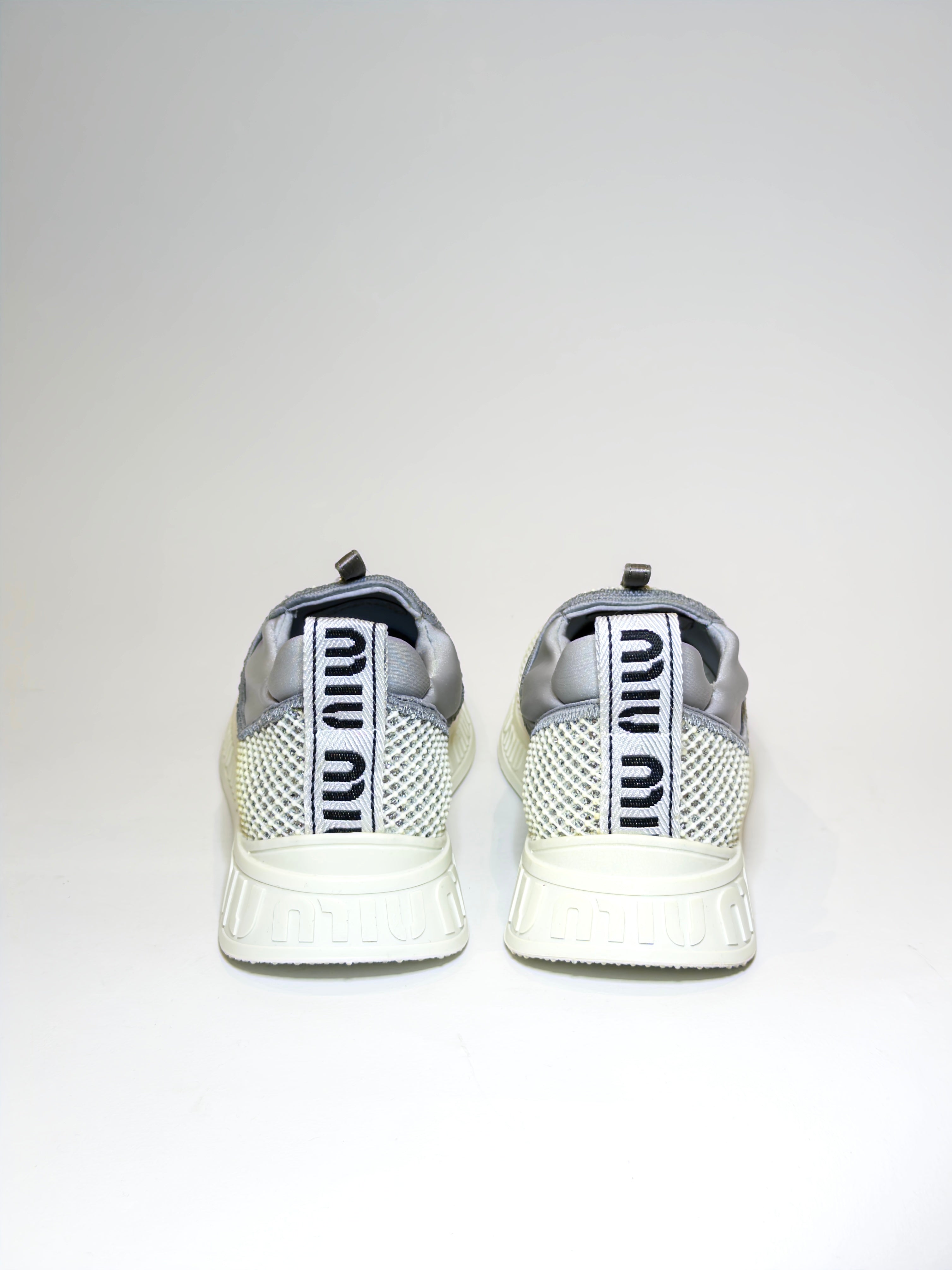 Miu Miu Glitter Crystal Embellishments Sneakers