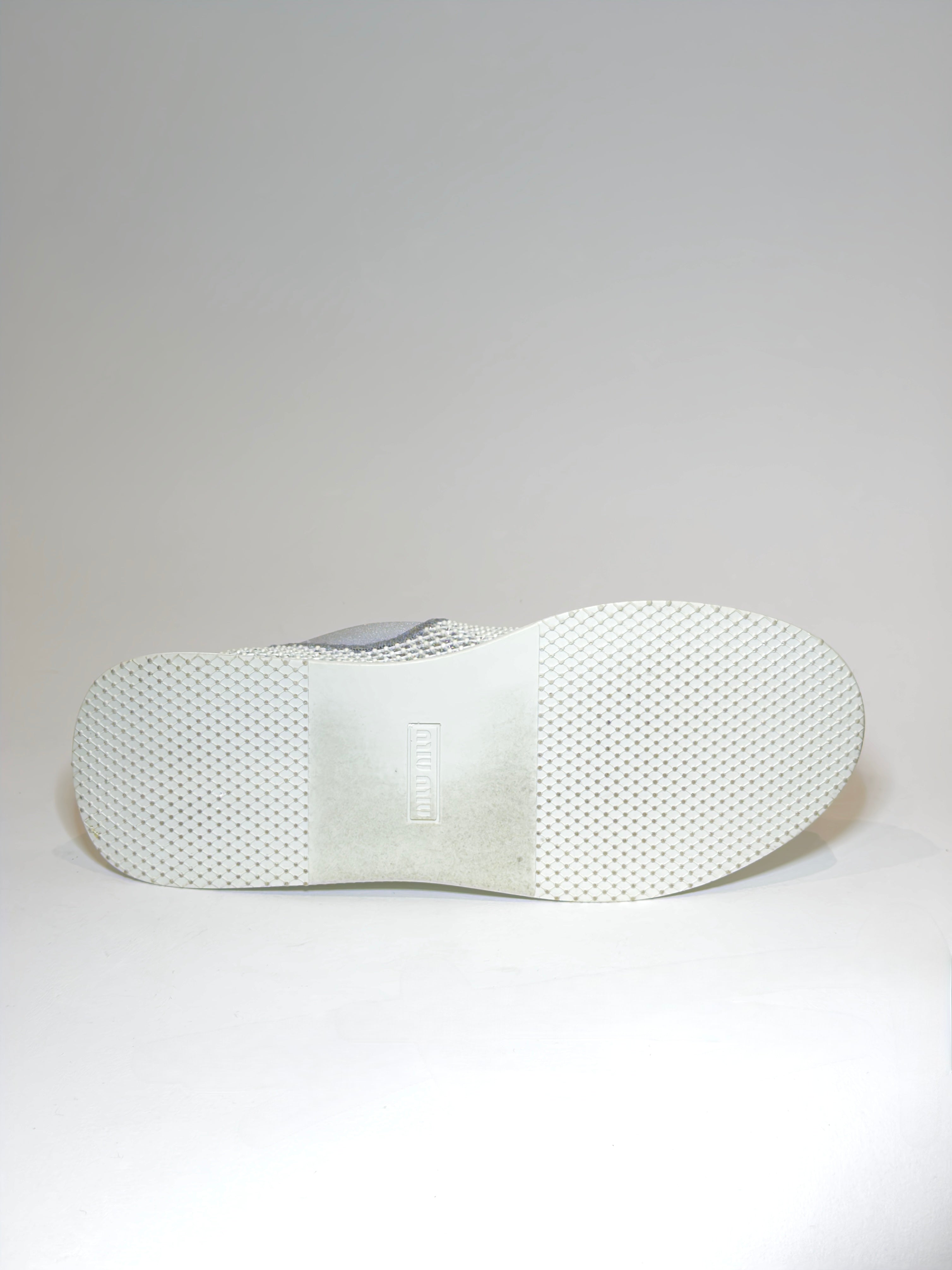 Miu Miu Glitter Crystal Embellishments Sneakers