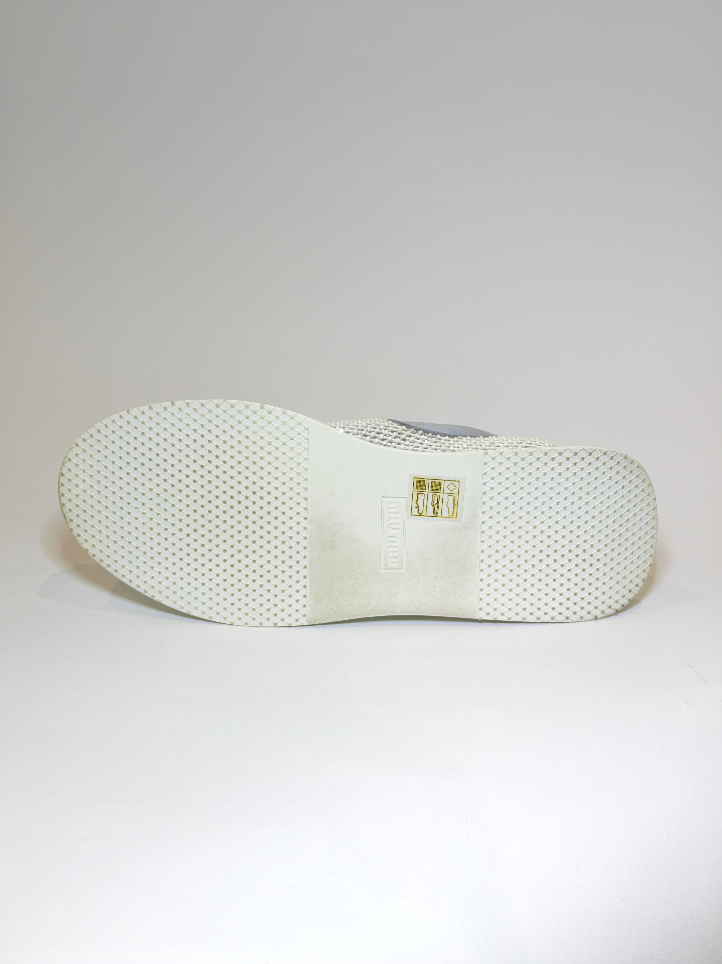 Miu Miu Glitter Crystal Embellishments Sneakers