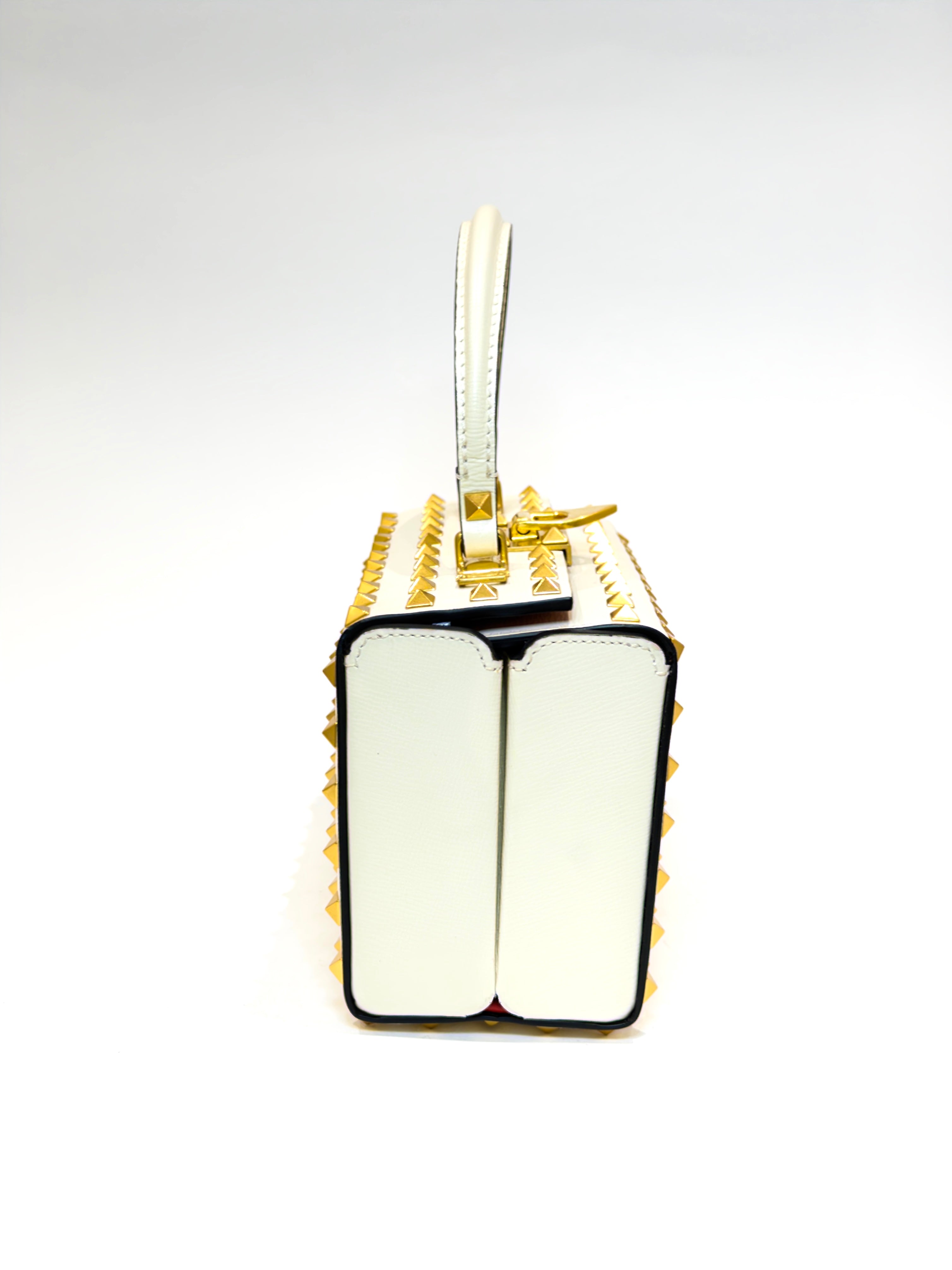 Valentino Garavani Rockstud Off-White Alcove Top Handle Clutch