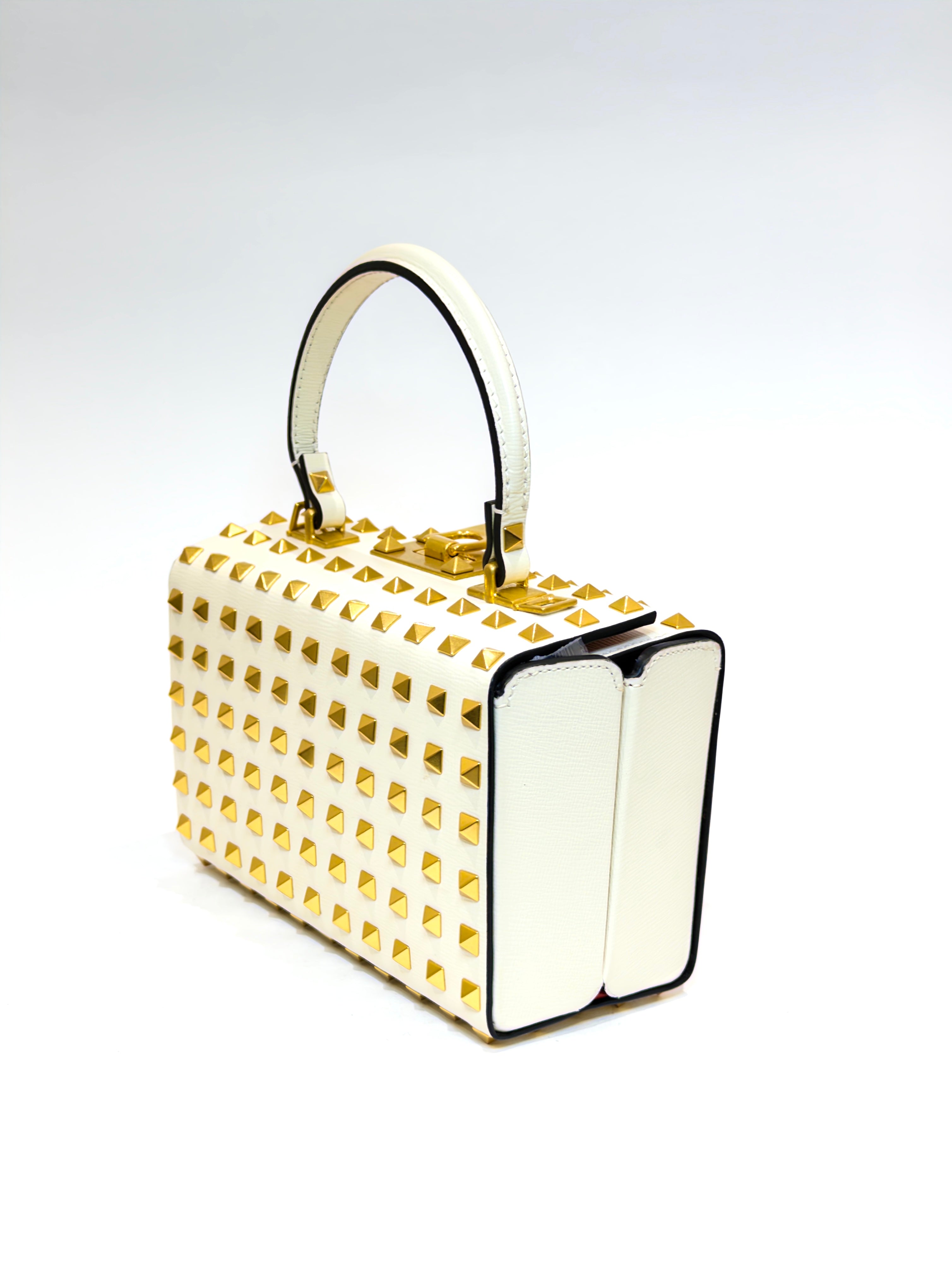 Valentino Garavani Rockstud Off-White Alcove Top Handle Clutch