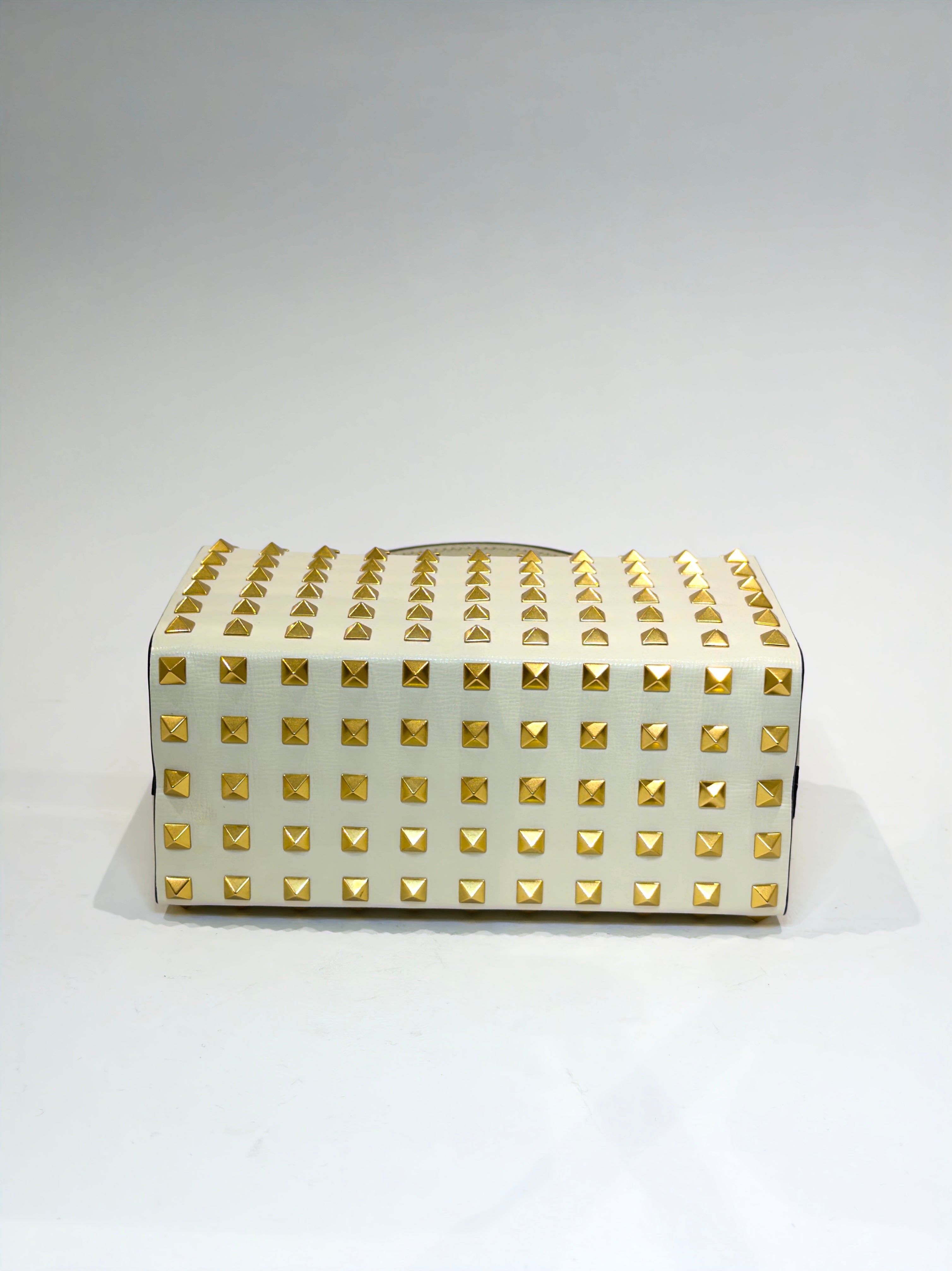 Valentino Garavani Rockstud Off-White Alcove Top Handle Clutch