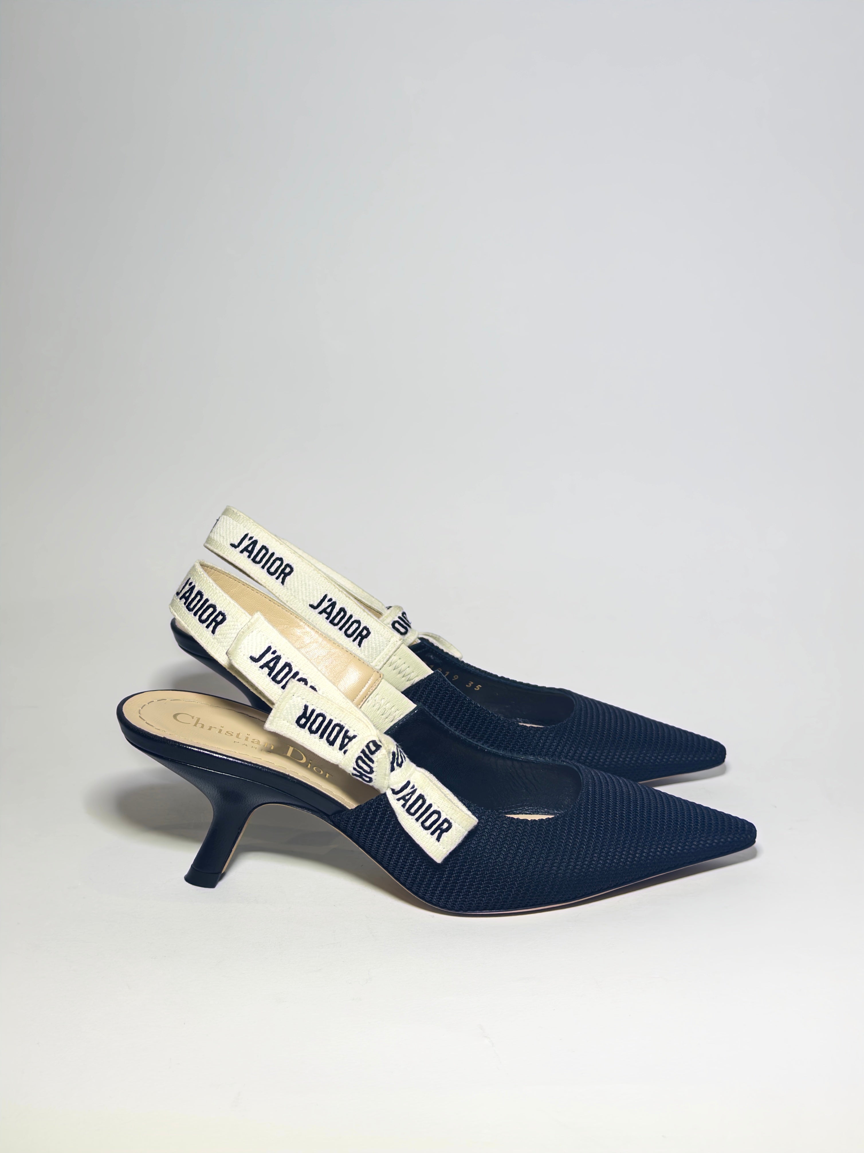 Dior J'Adior Sling Back Fabric Black Pumps