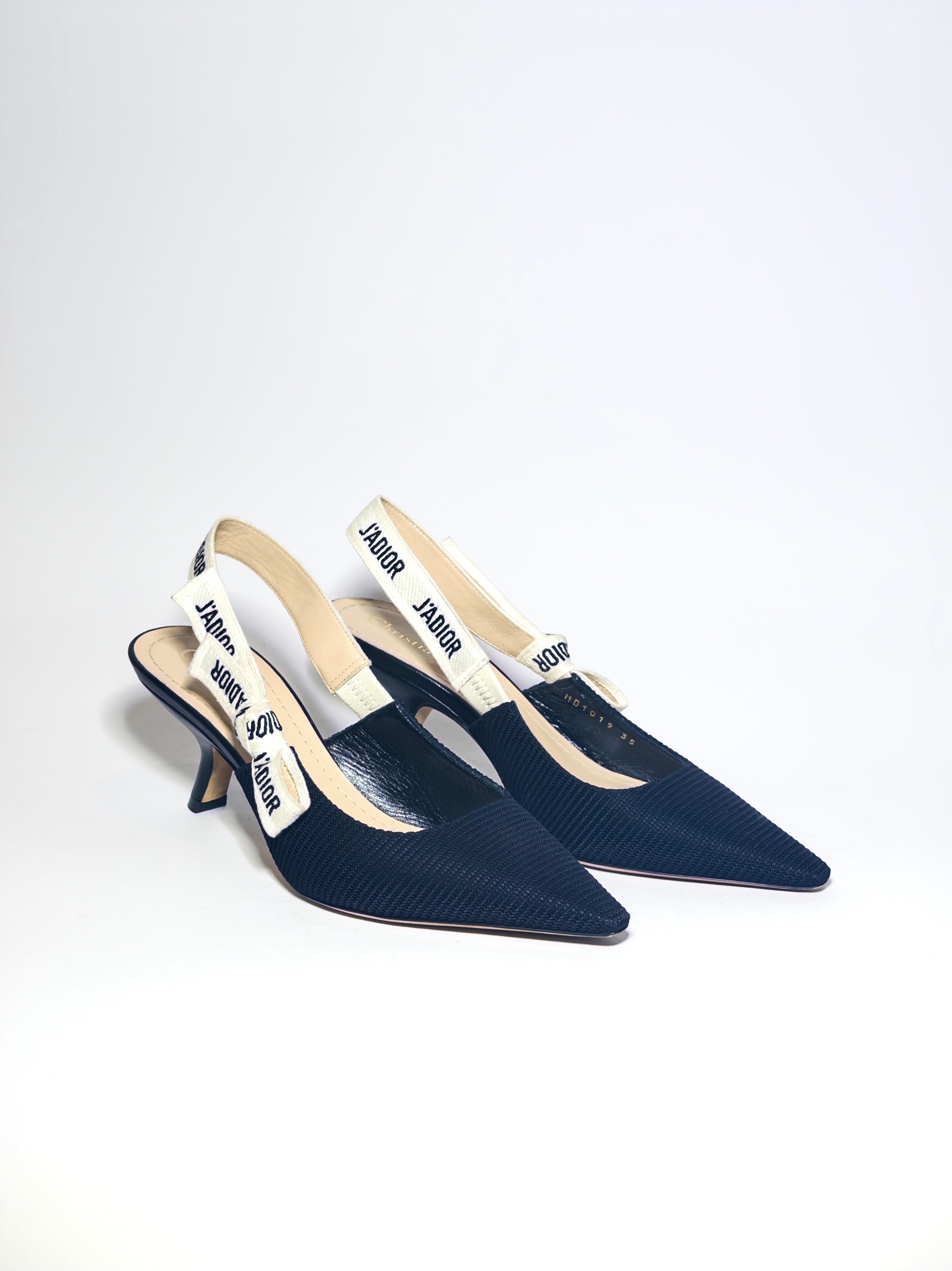 Dior J'Adior Sling Back Fabric Black Pumps