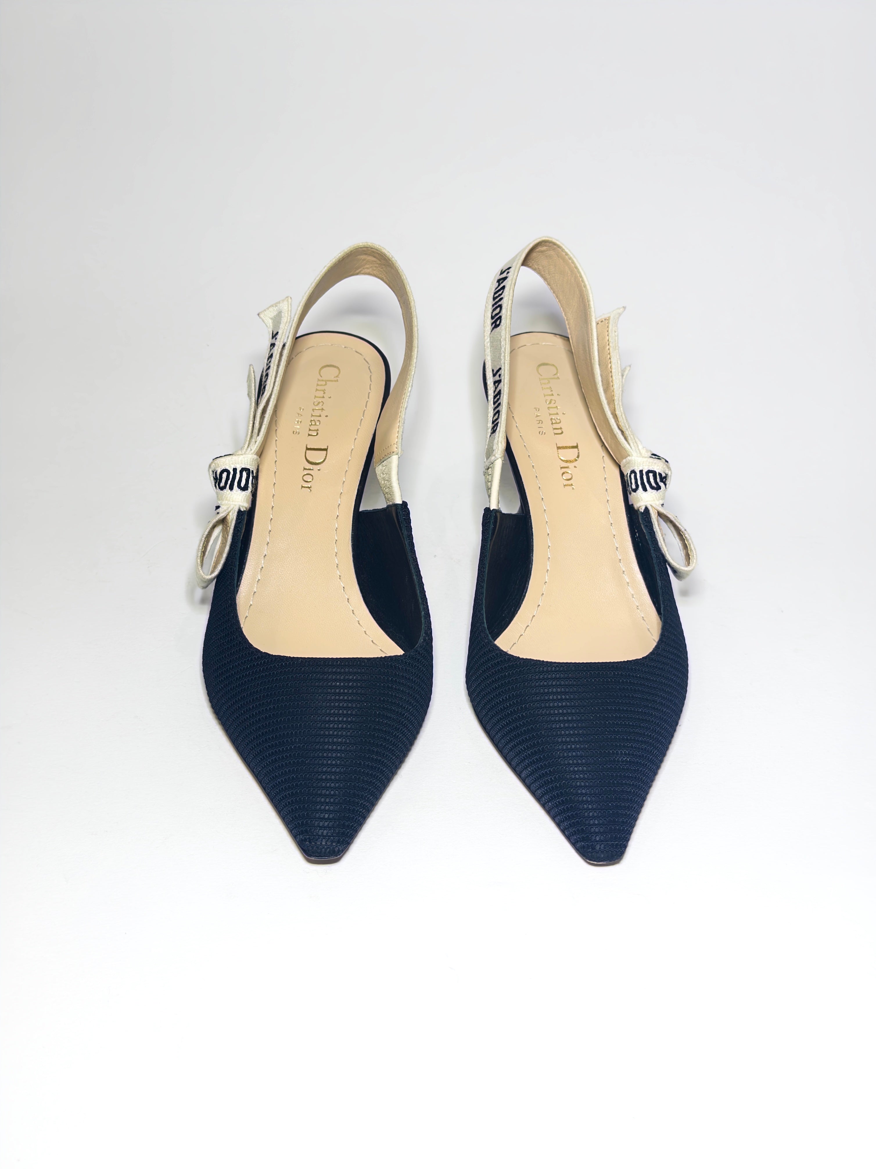 Dior J'Adior Sling Back Fabric Black Pumps