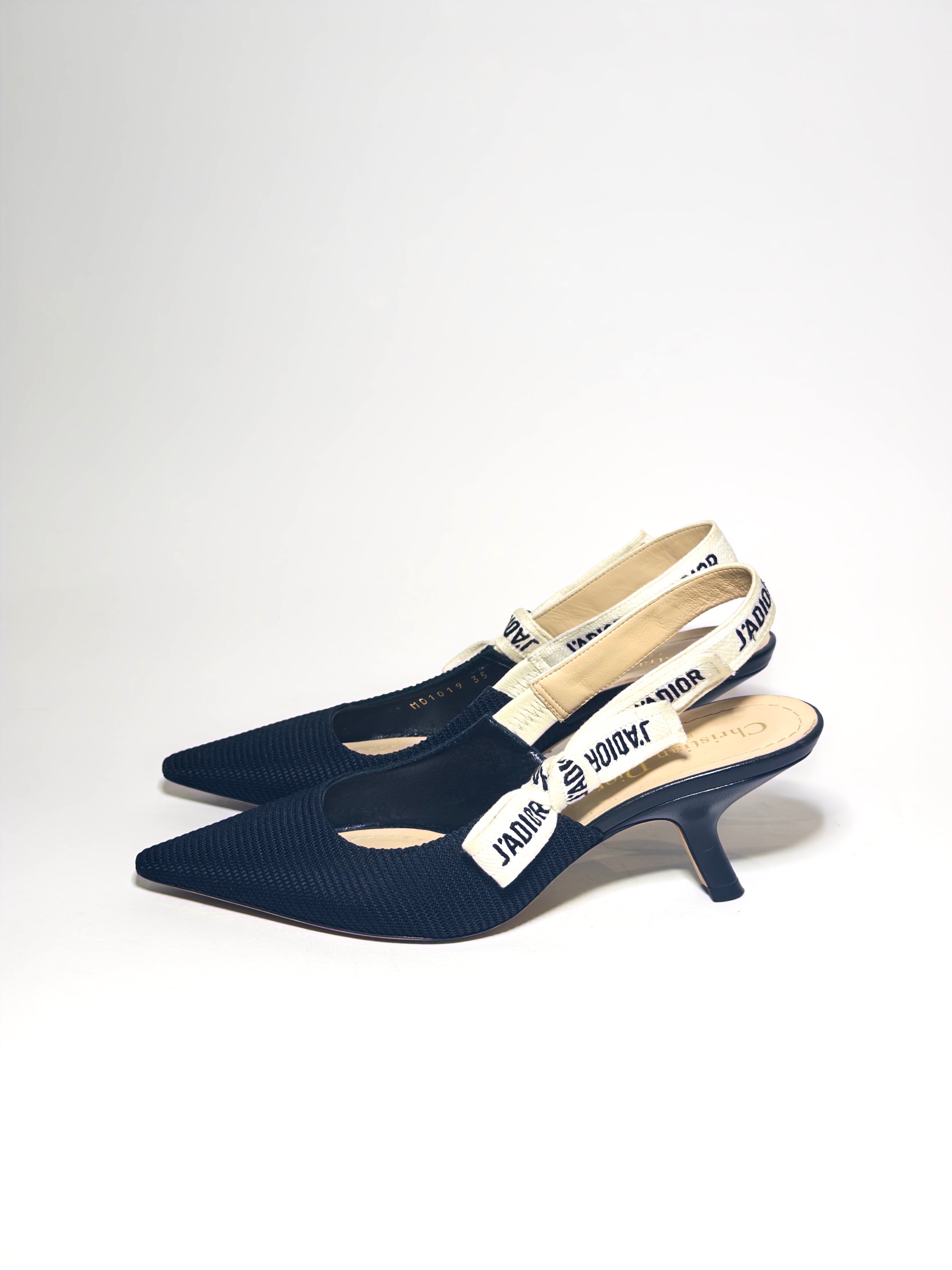 Dior J'Adior Sling Back Fabric Black Pumps