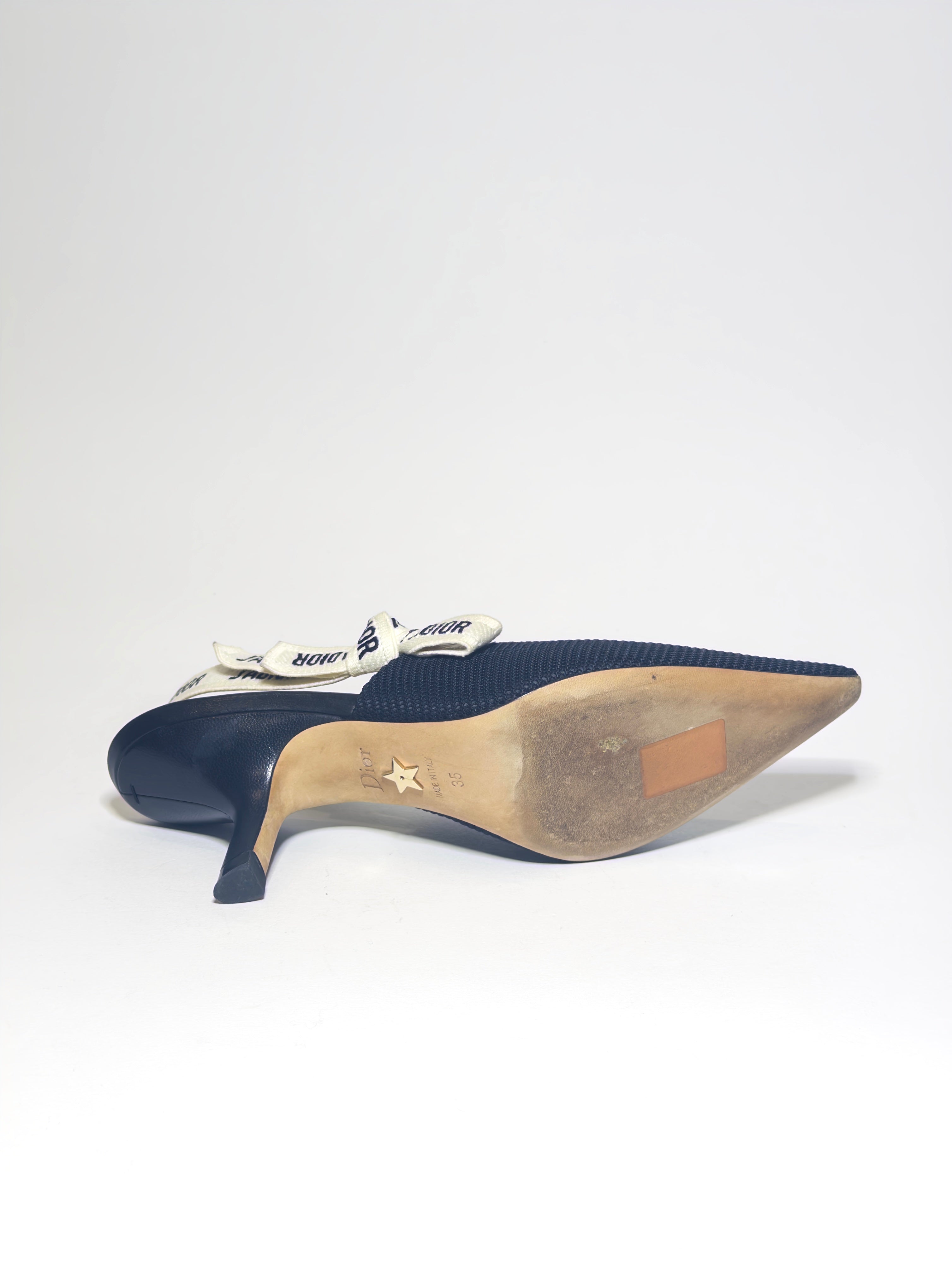 Dior J'Adior Sling Back Fabric Black Pumps