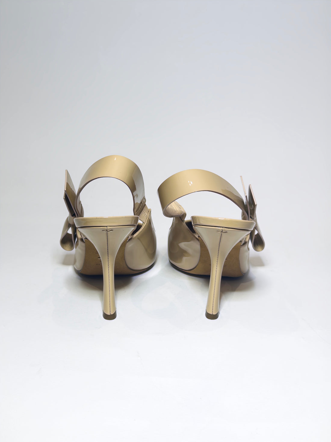 Dior Beige Patent Sling Back Pumps