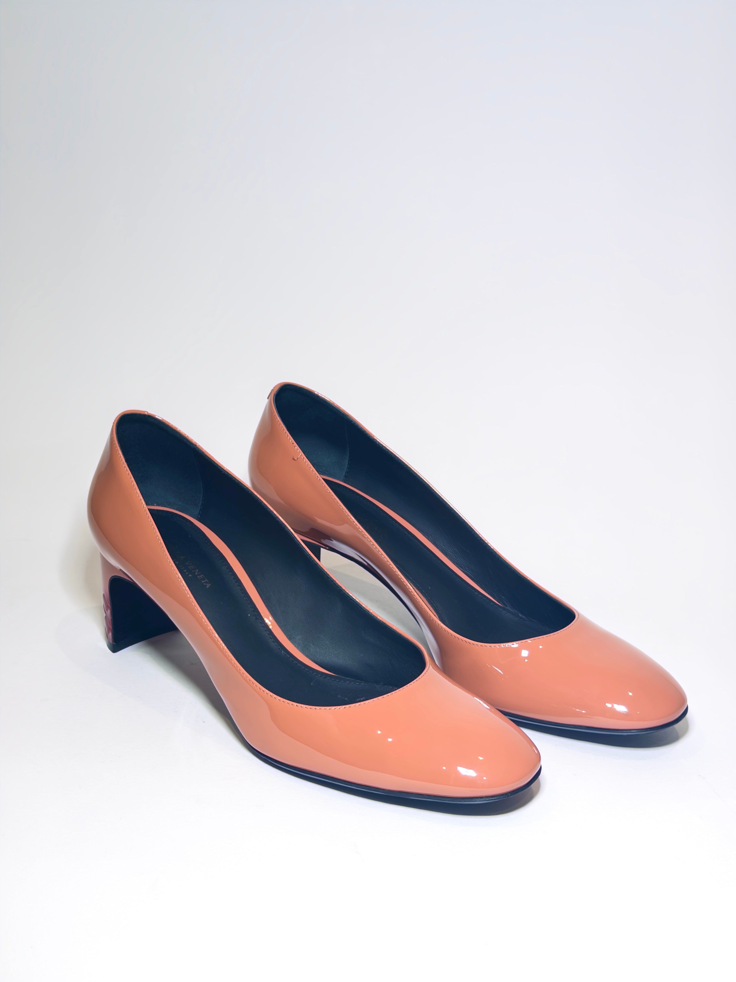 Bottega Veneta Coral Patent Round Toe Pumps
