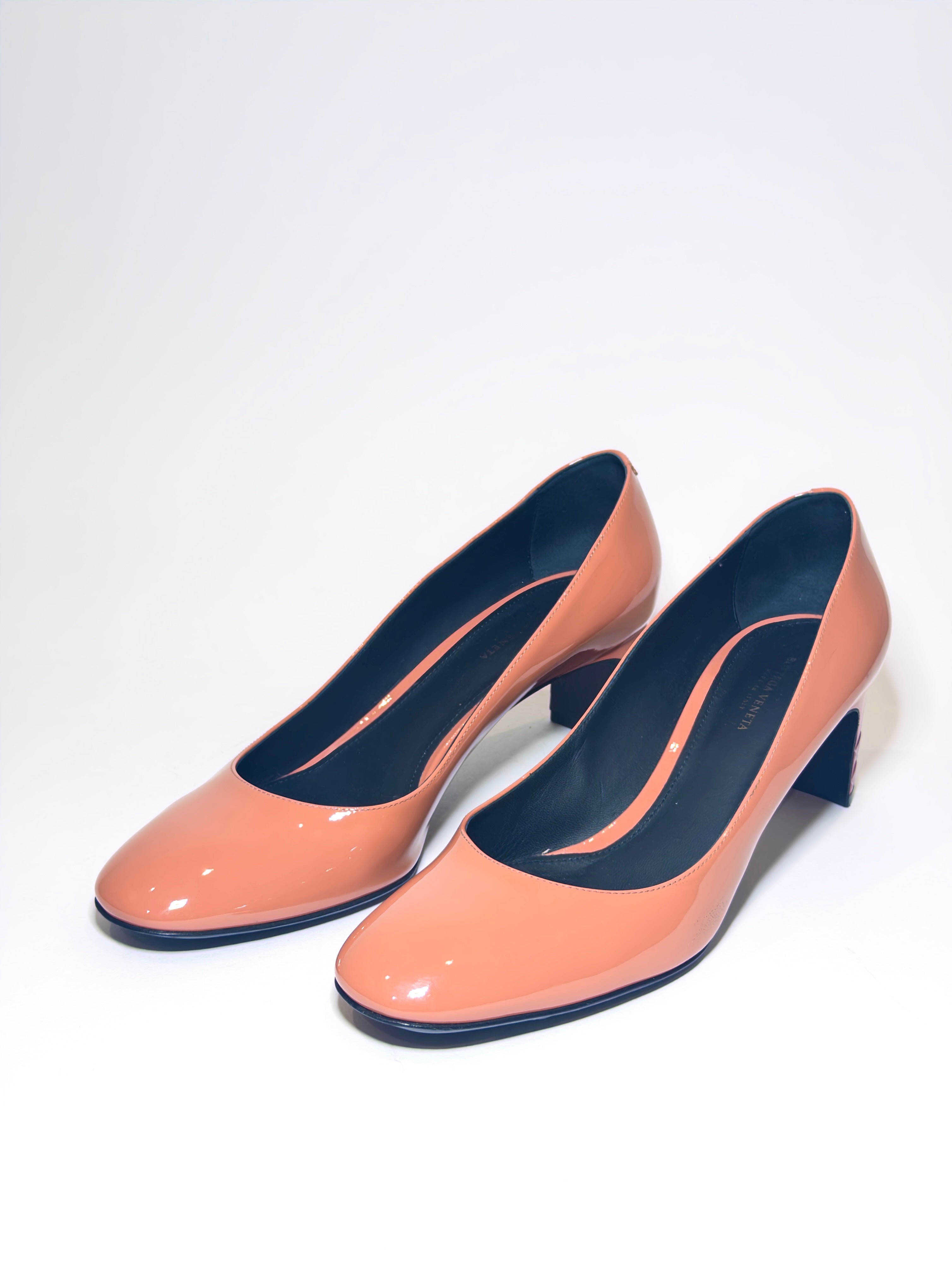 Bottega Veneta Coral Patent Round Toe Pumps
