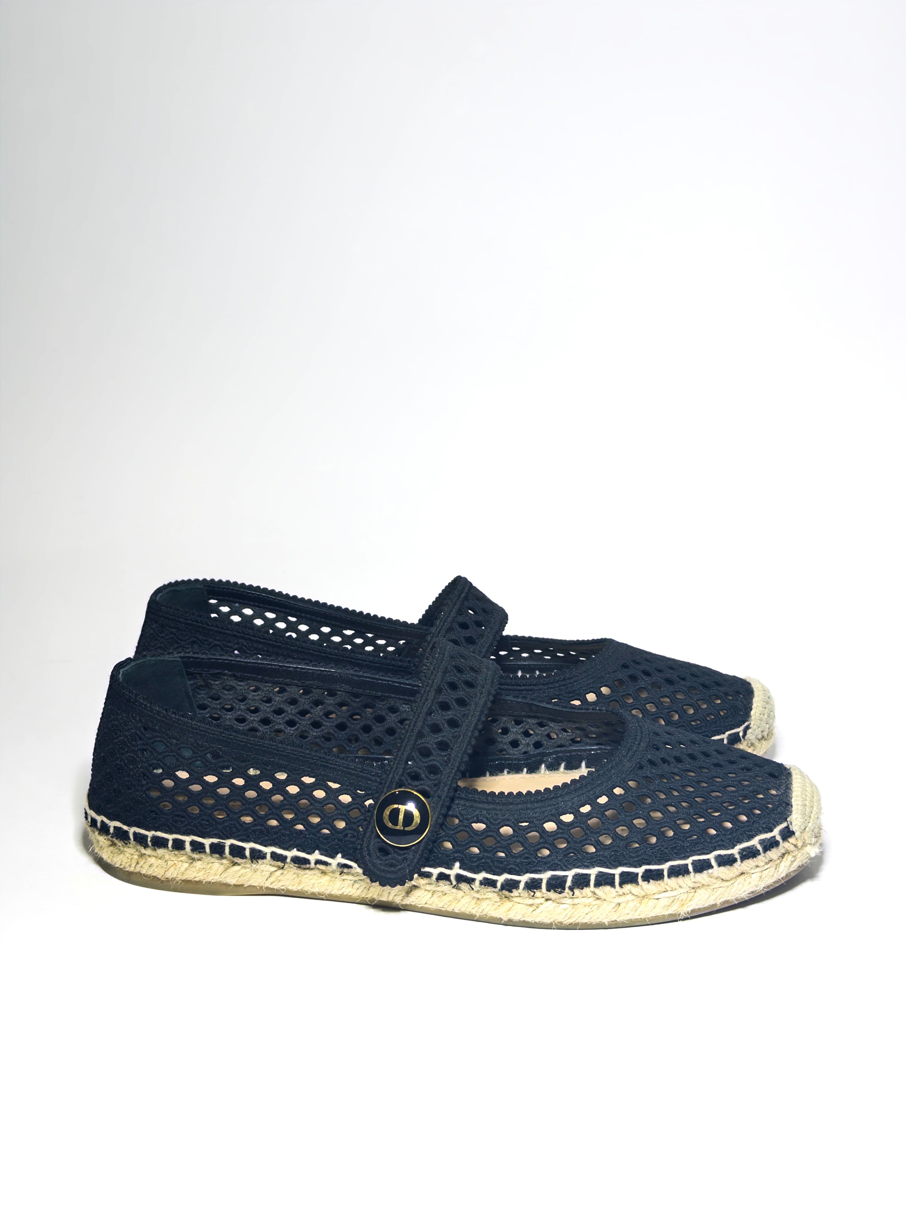 Dior Black Mesh Caro Espadrilles