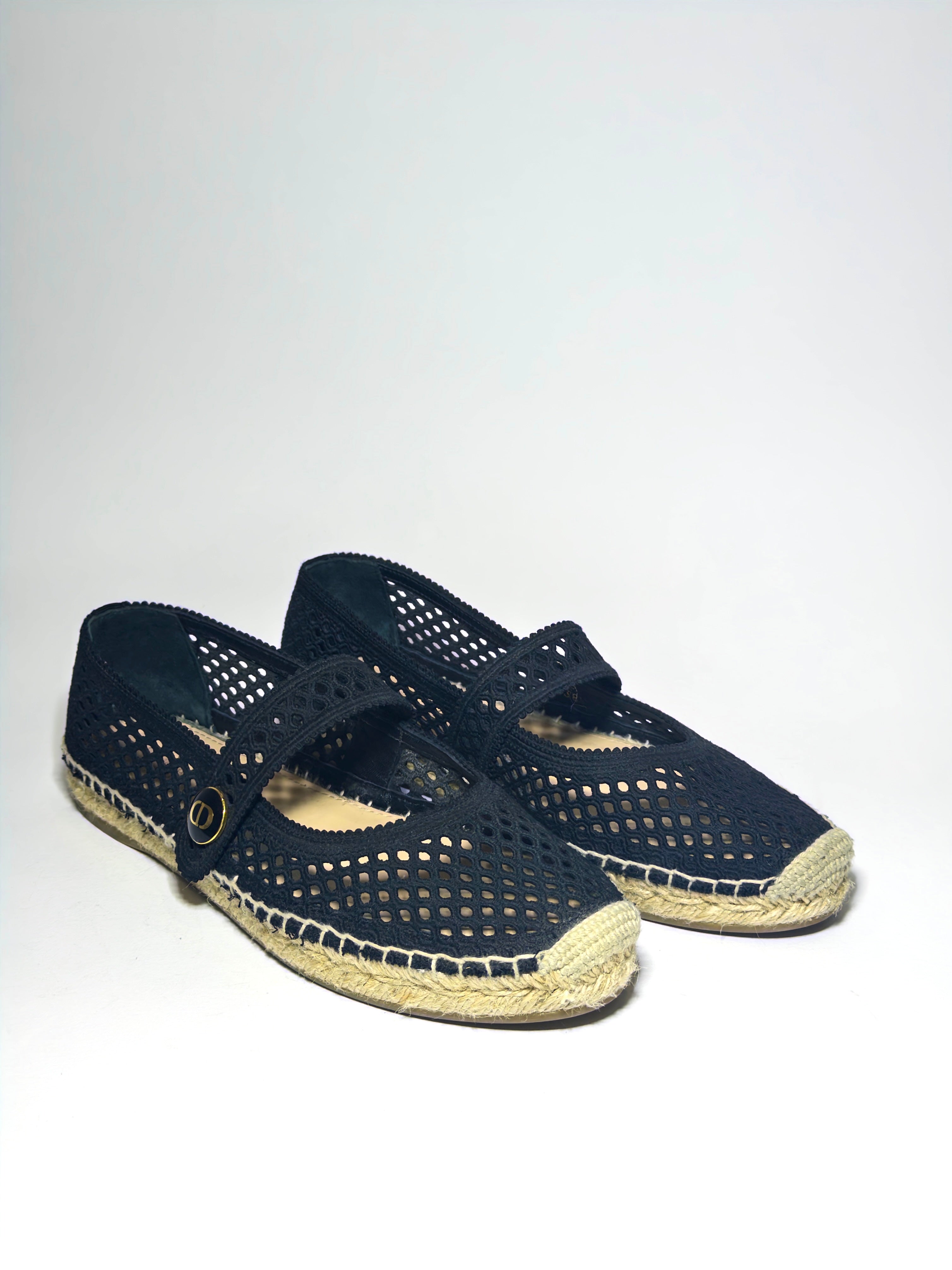 Dior Black Mesh Caro Espadrilles