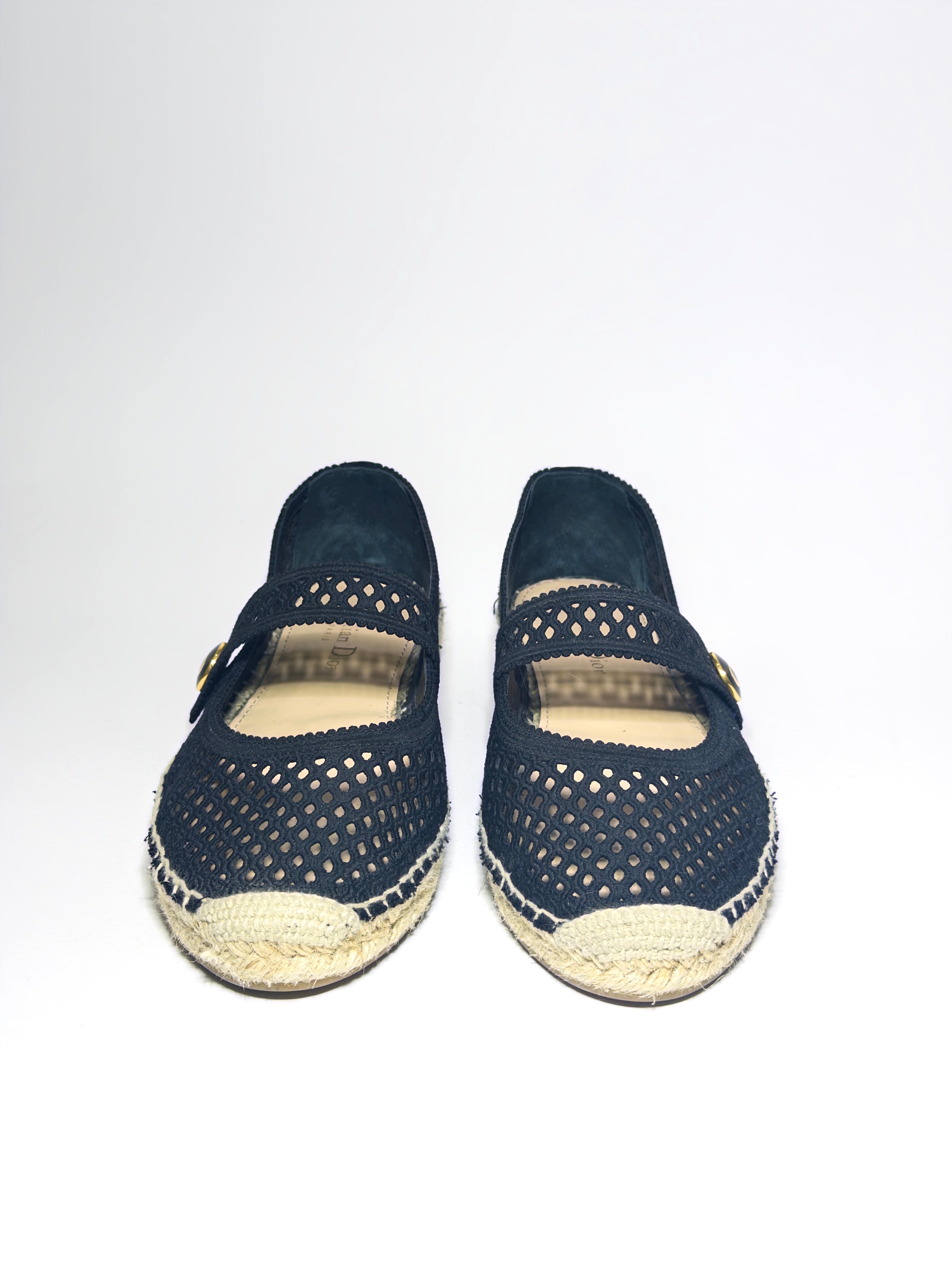 Dior Black Mesh Caro Espadrilles