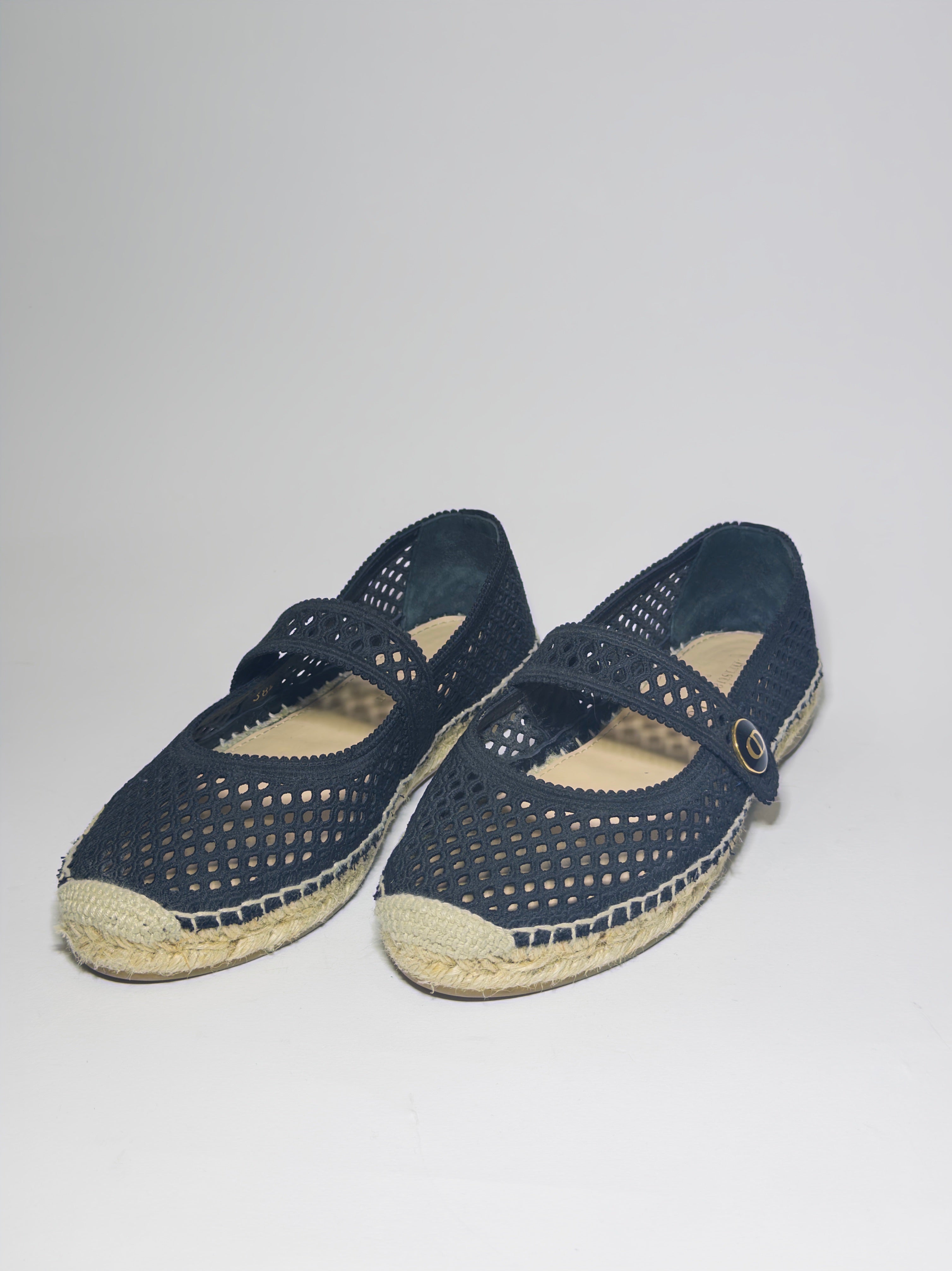 Dior Black Mesh Caro Espadrilles