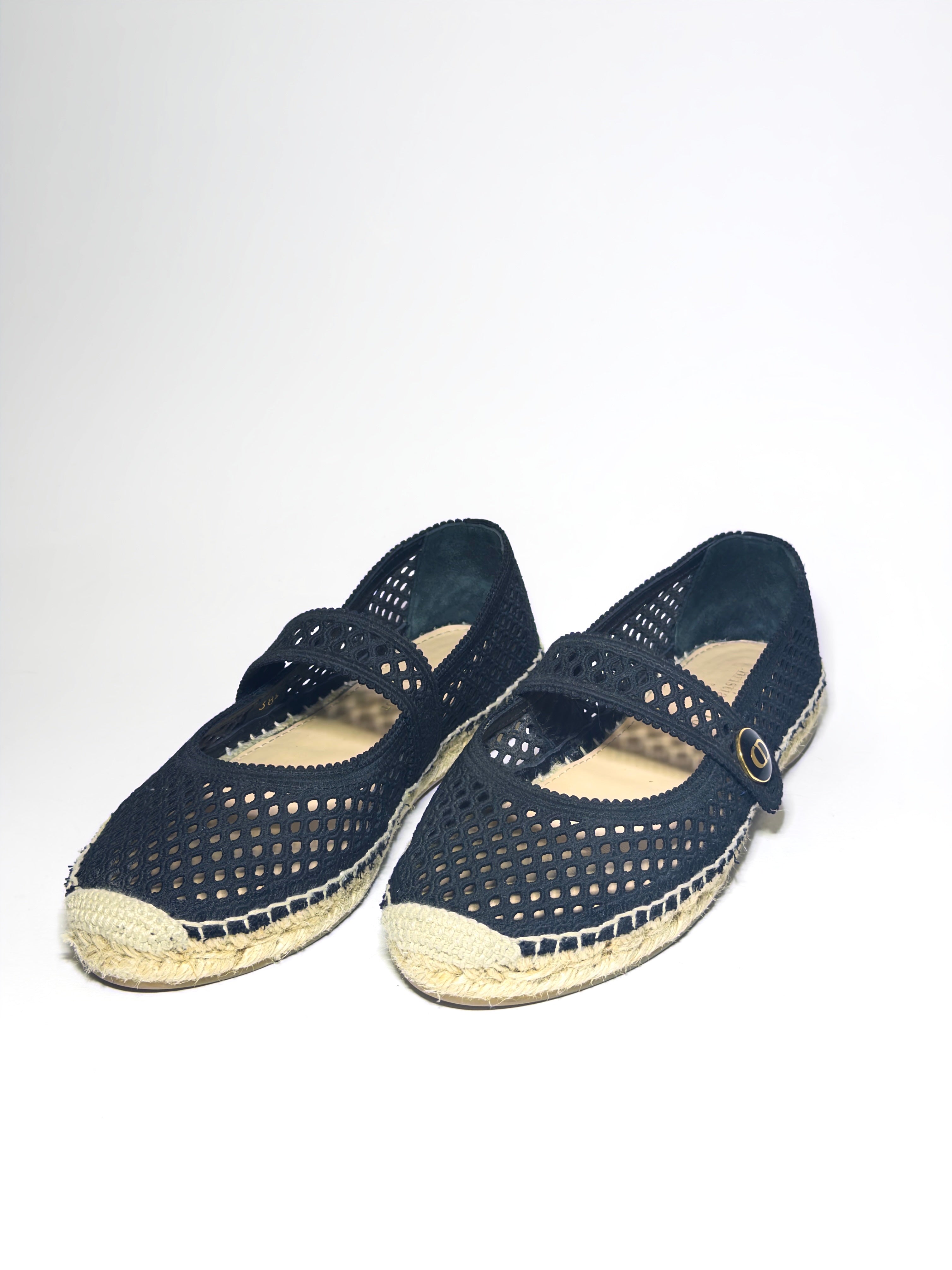 Dior Black Mesh Caro Espadrilles
