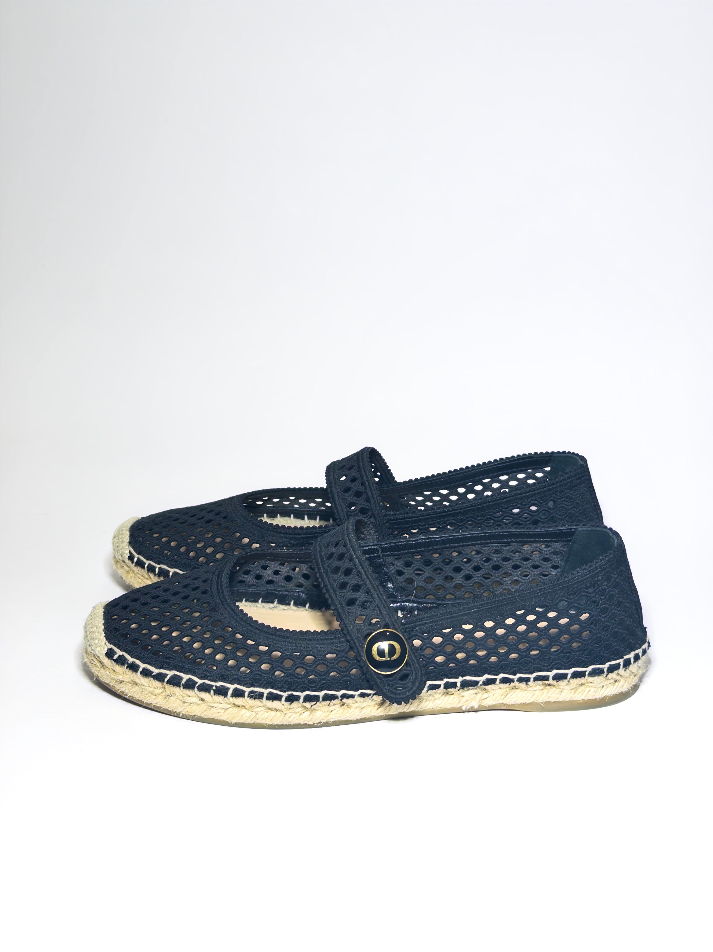 Dior Black Mesh Caro Espadrilles