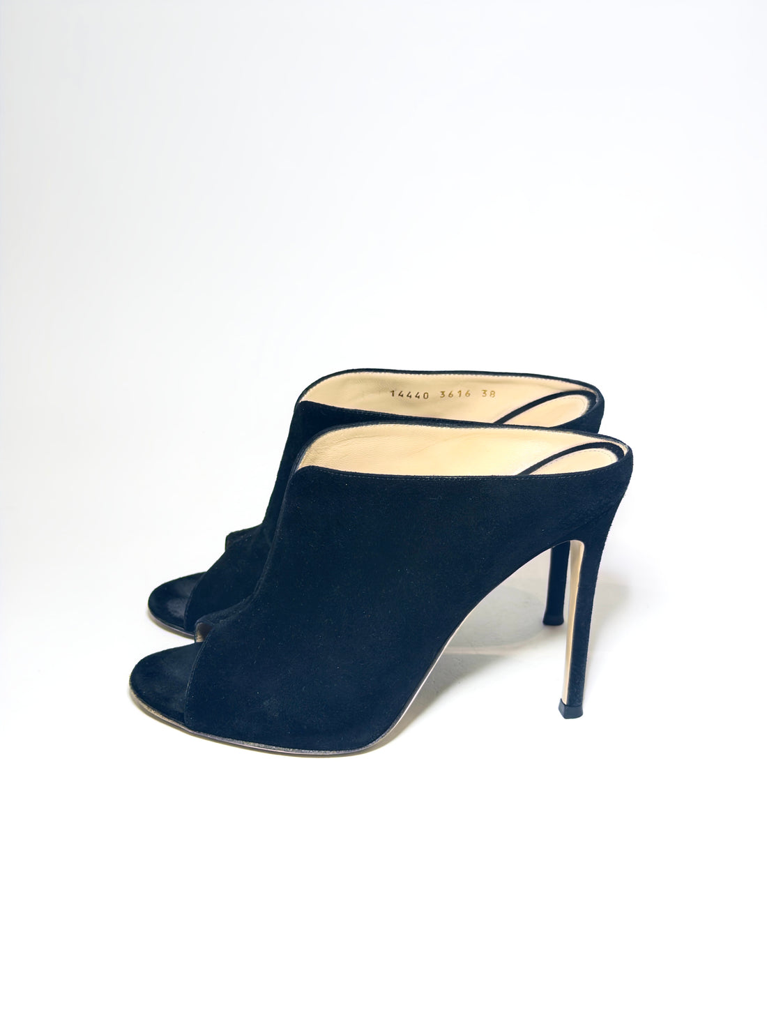 Gianvito Rossi Black Suede Peep-toe Mules
