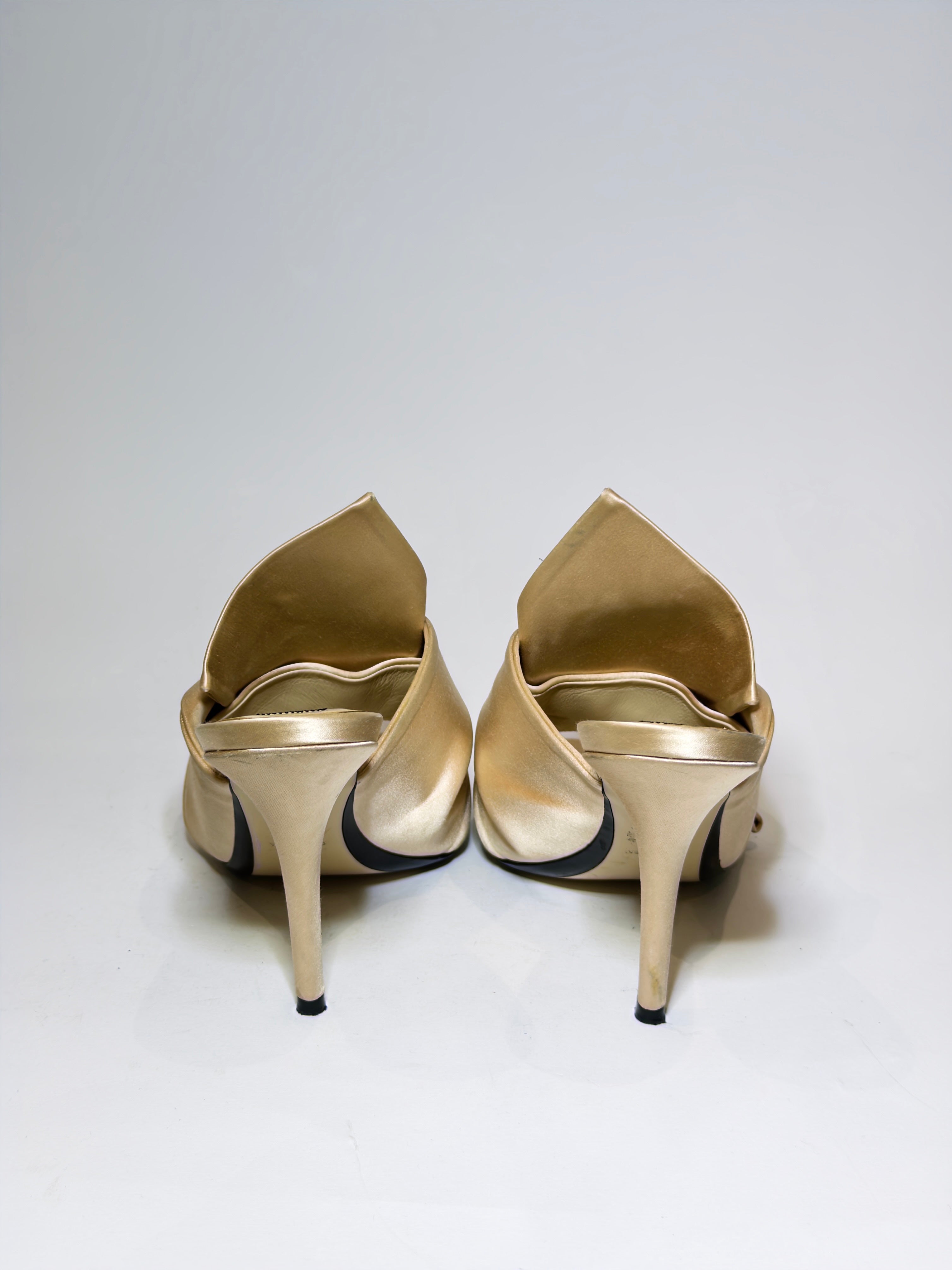 N21 Beige Satin Knot Peep-toe Mules