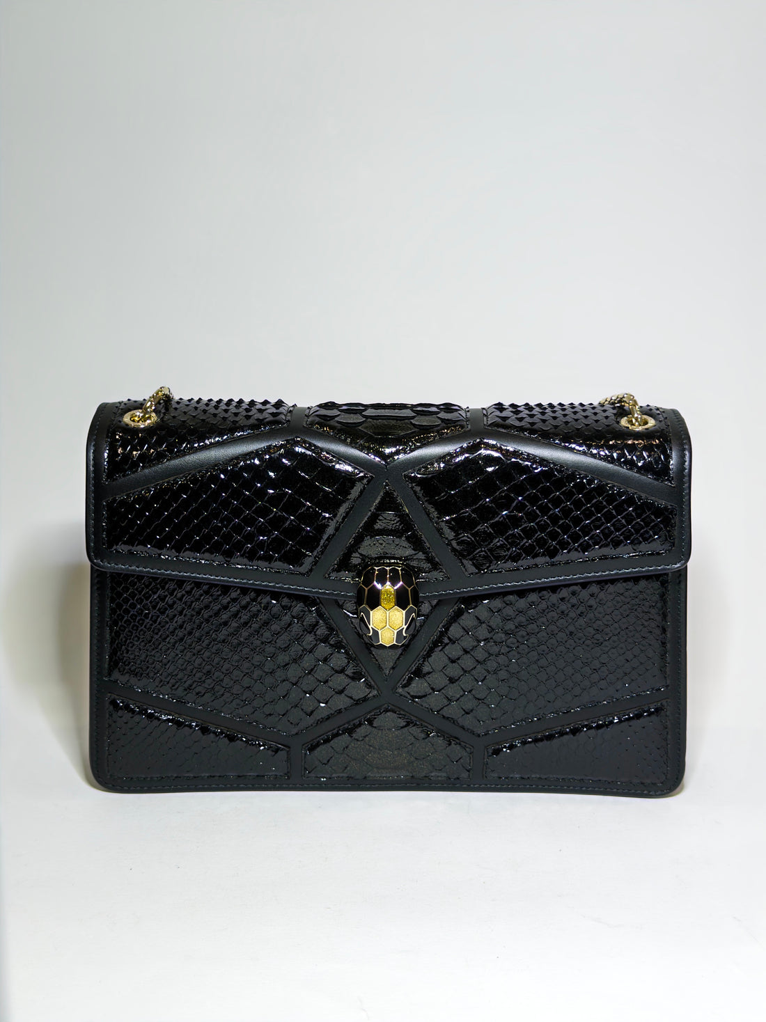 Bvlgari Black Python Medium Serpenti Shoulder Bag