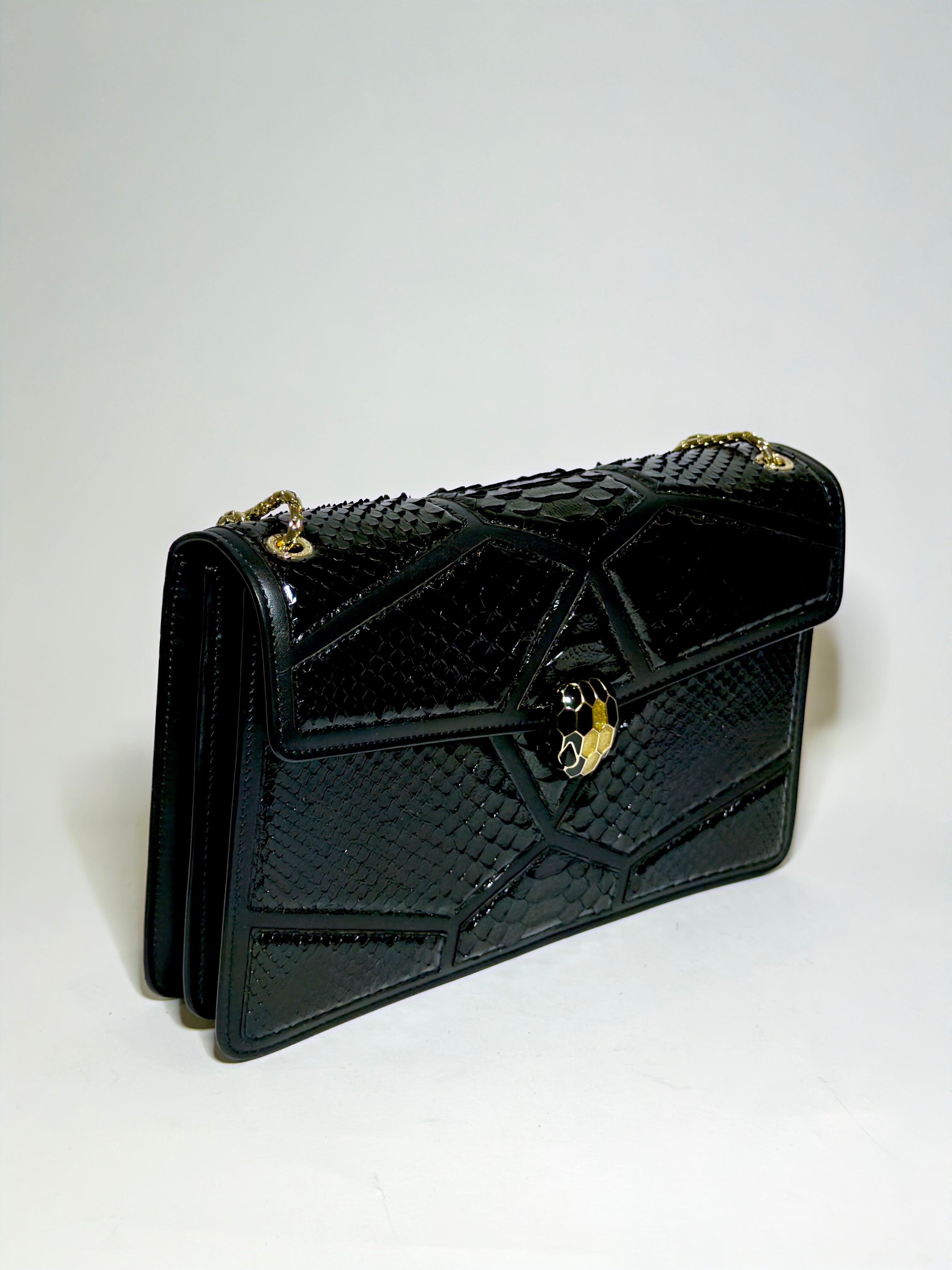 Bvlgari Black Python Medium Serpenti Shoulder Bag