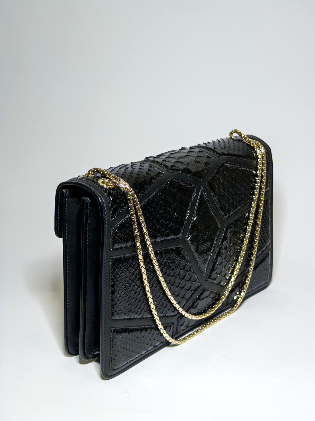 Bvlgari Black Python Medium Serpenti Shoulder Bag