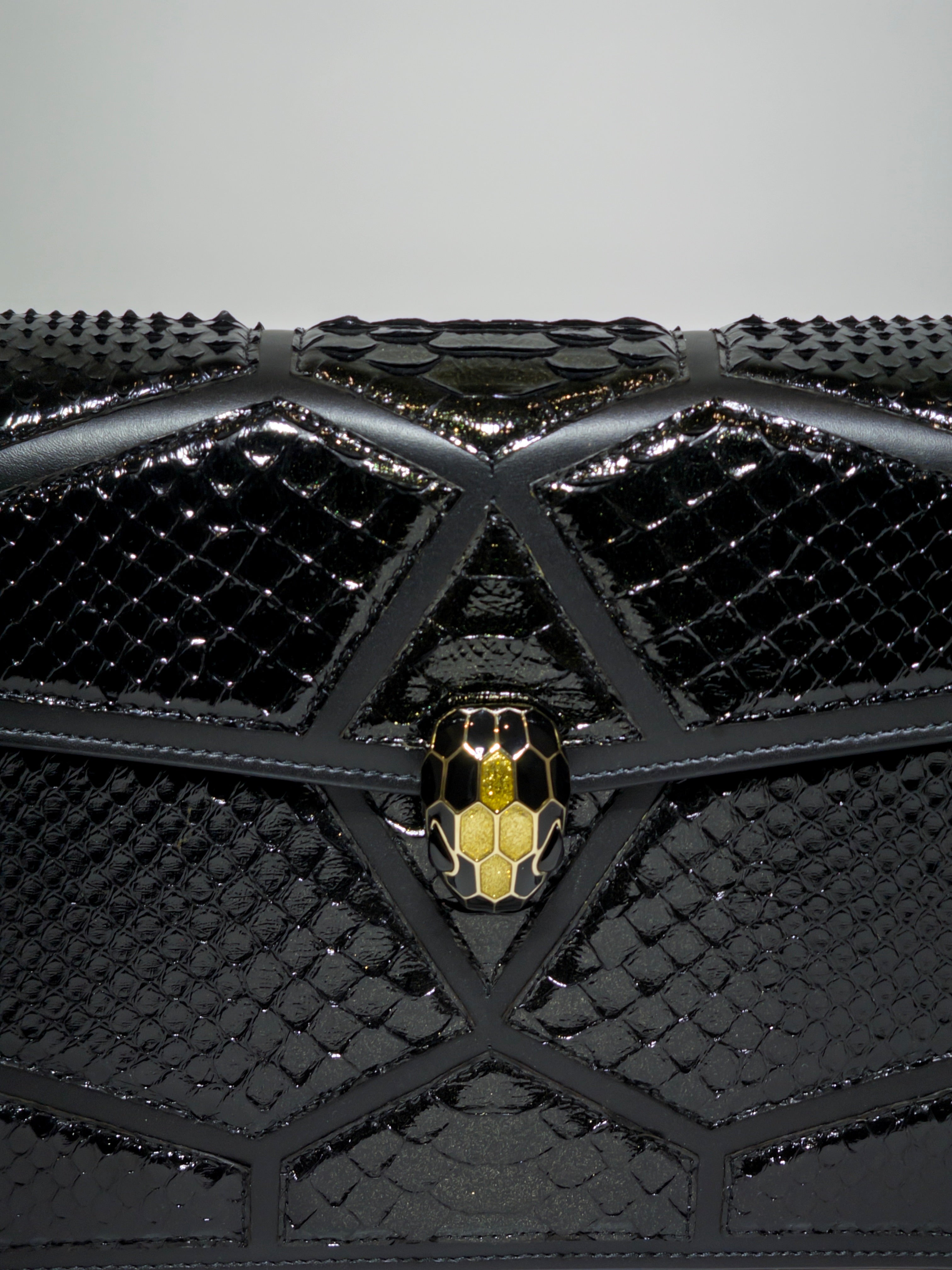 Bvlgari Black Python Medium Serpenti Shoulder Bag