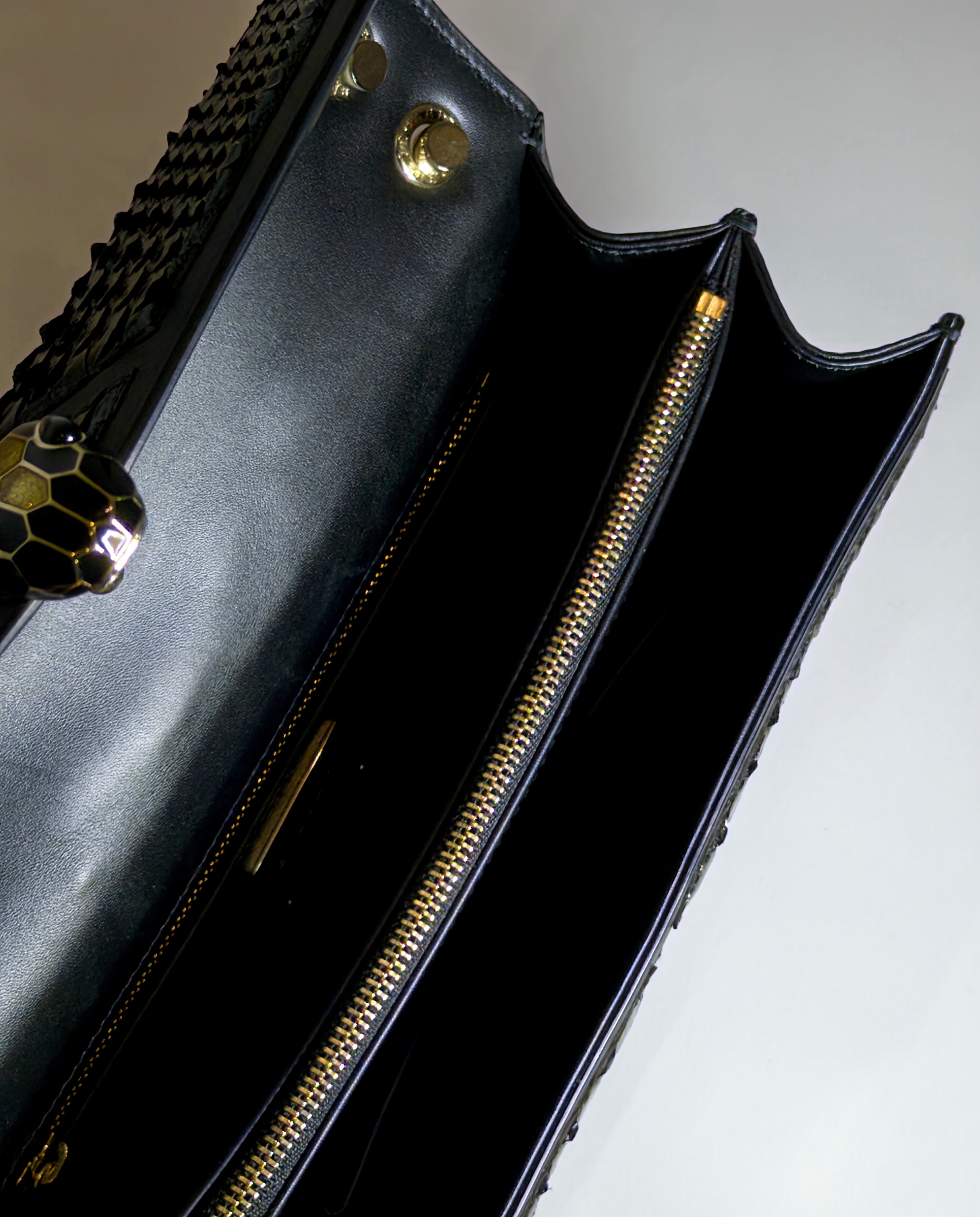 Bvlgari Black Python Medium Serpenti Shoulder Bag