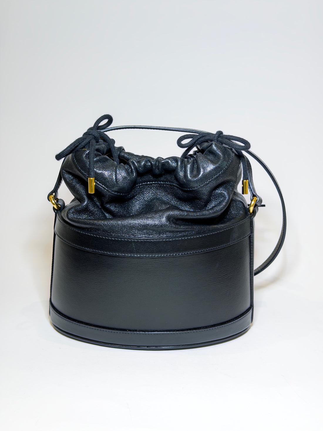 Gucci Black Leather 1955 Horsebit Bucket Bag